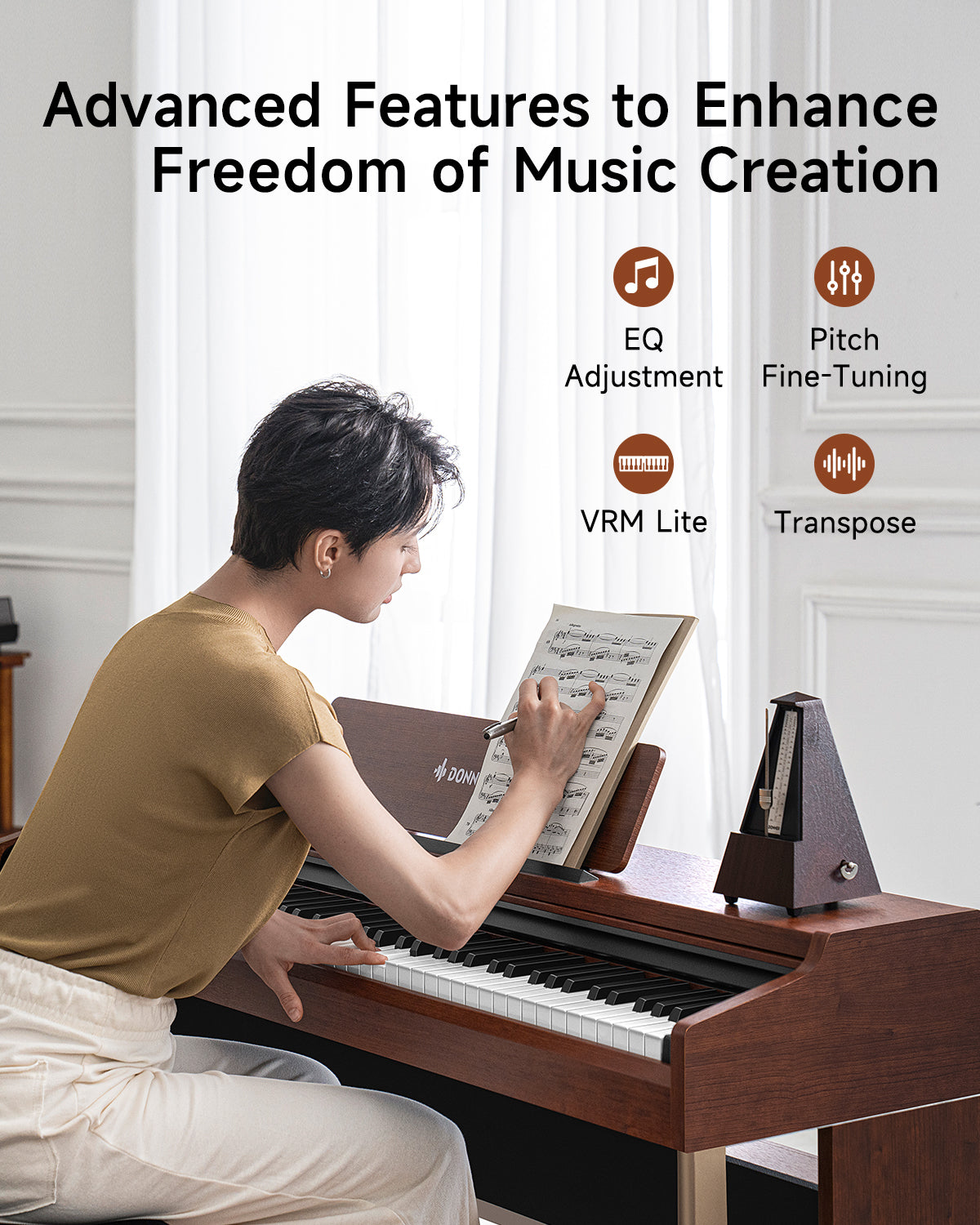 Donner DDP-200 PRO 88 Keys Weighted Digital Piano -Dark brown##