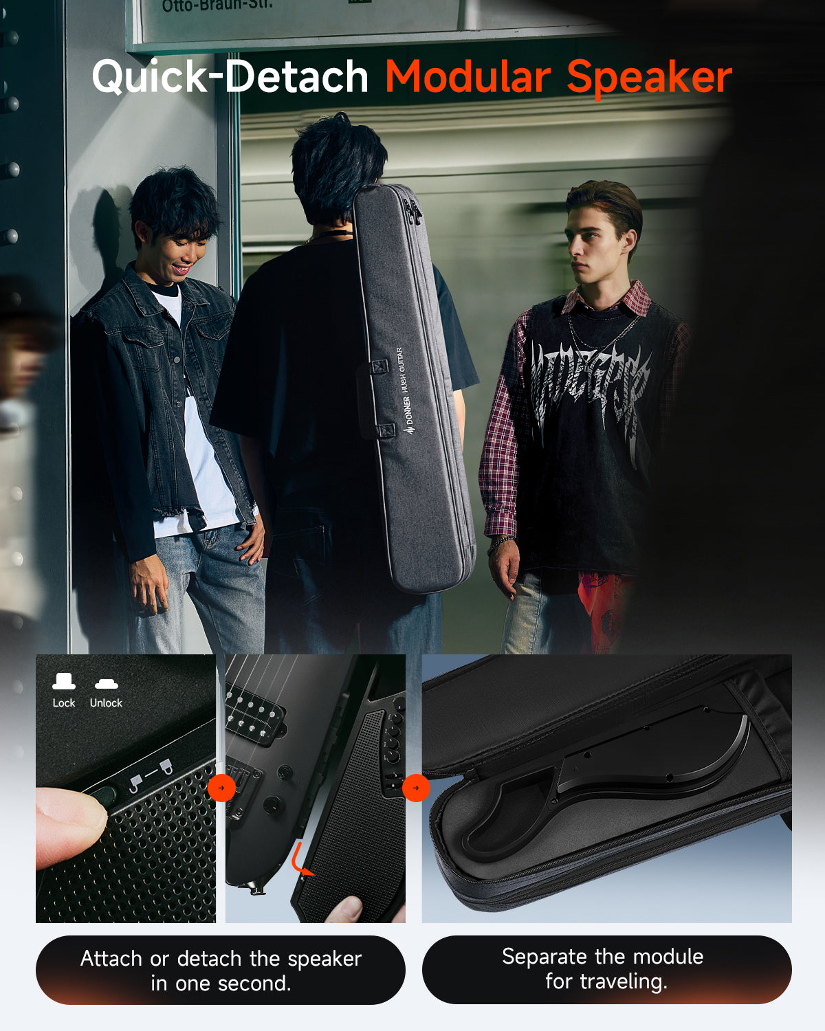 Donner HUSH X LIVE Travel Guitar with Speaker