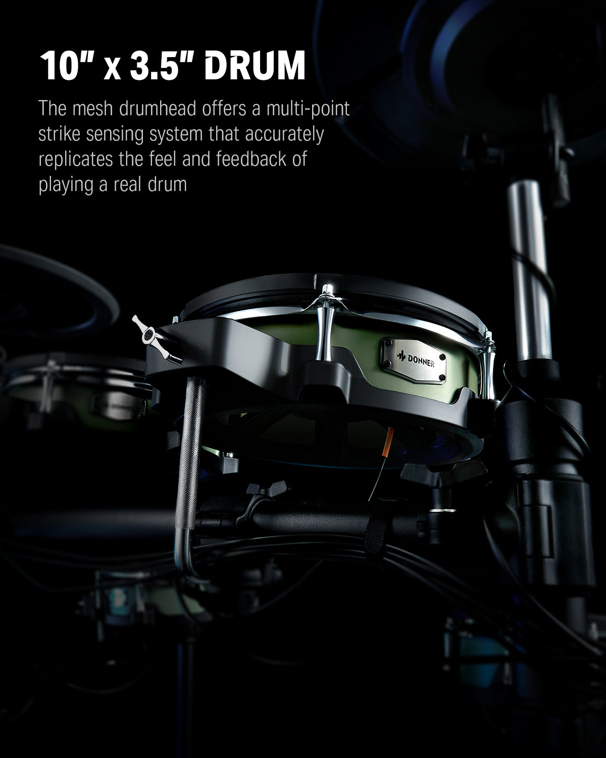 Donner DED-500 Electric Drum Set with Industry Standard Mesh Heads and Included BD Pedal for Optimal Performance and Feel - USB Professional Studio Integration-DED500##