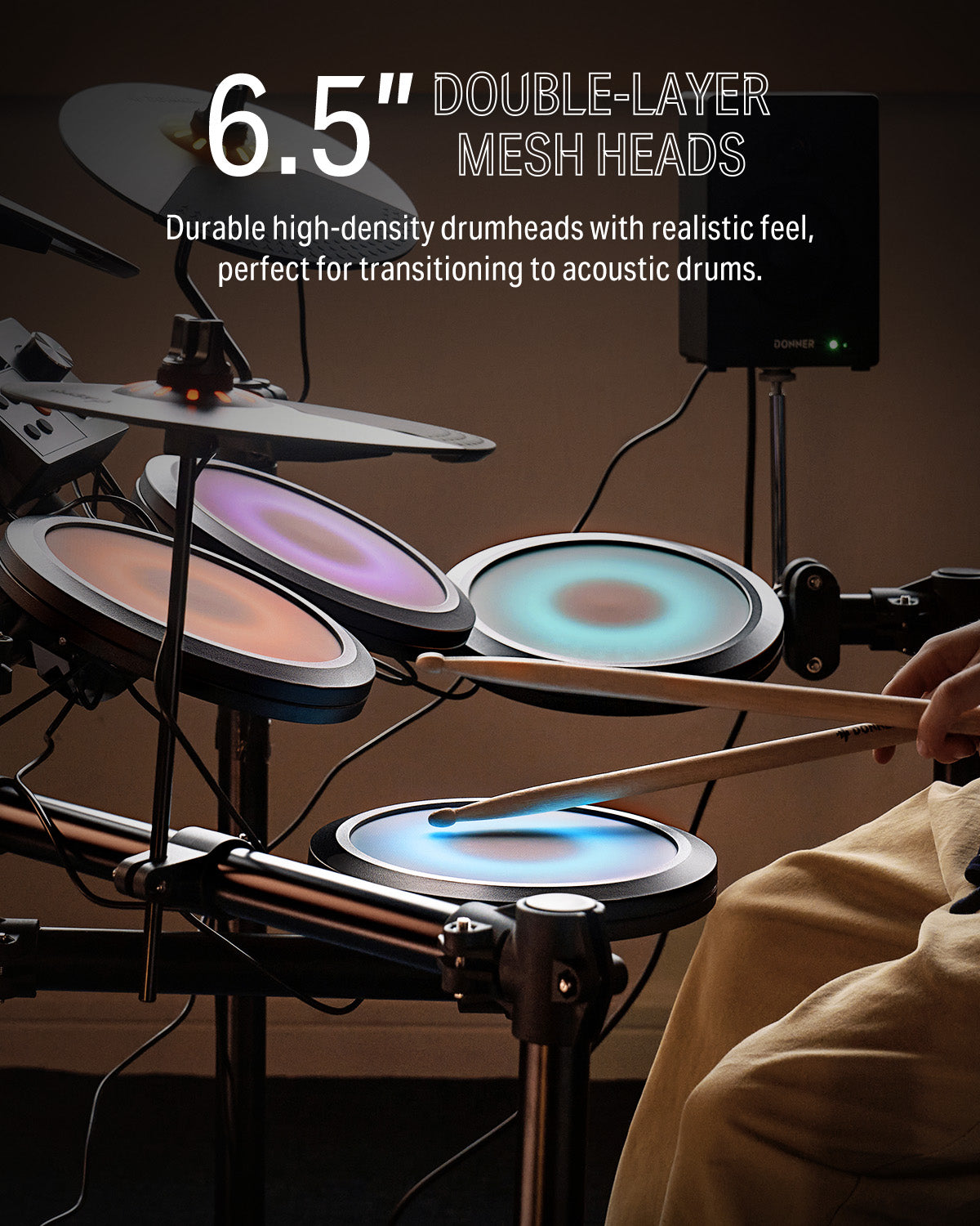 Donner DED-70L Electronic Drum Set With LED Light
