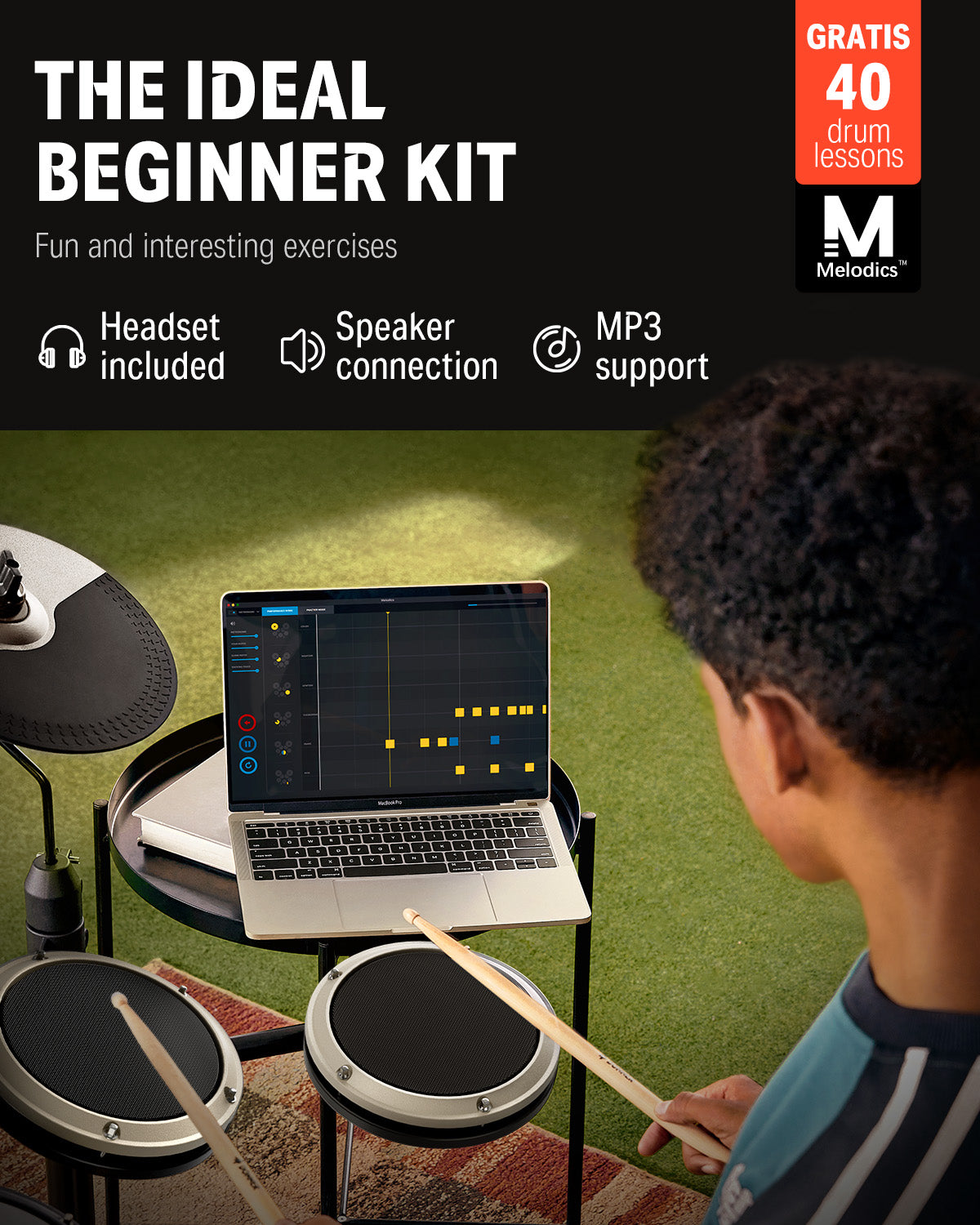 Donner DED-80 Best Electronic Drum Kit For Beginners-White##