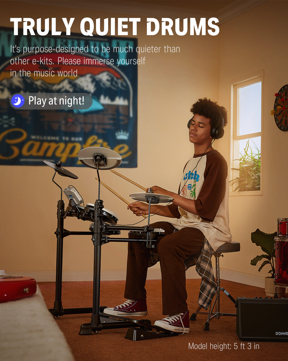 Donner DED-80 Best Electronic Drum Kit For Beginners-White##