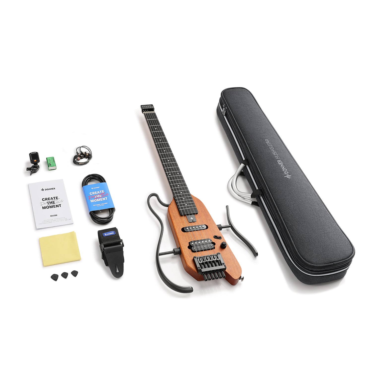 Donner HUSH-X Electric Guitar Kit - Featherlight and Quiet Performance Headless Guitar for Travel and Practice