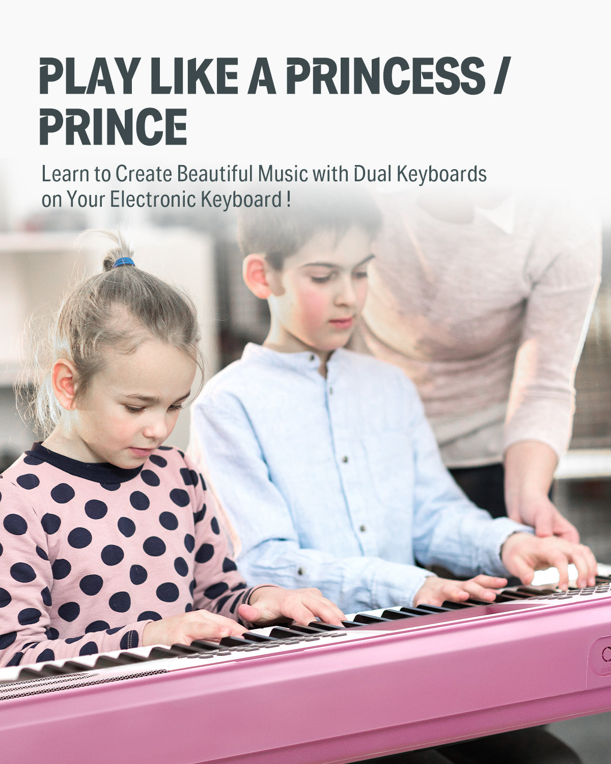 Donner DEK-610 - 61 Key Keyboard Piano for Beginner/Professional with Superior Sound, Elite Teaching Modes, Rich Music Selections, HD Display & Multiple Functions-Pink##