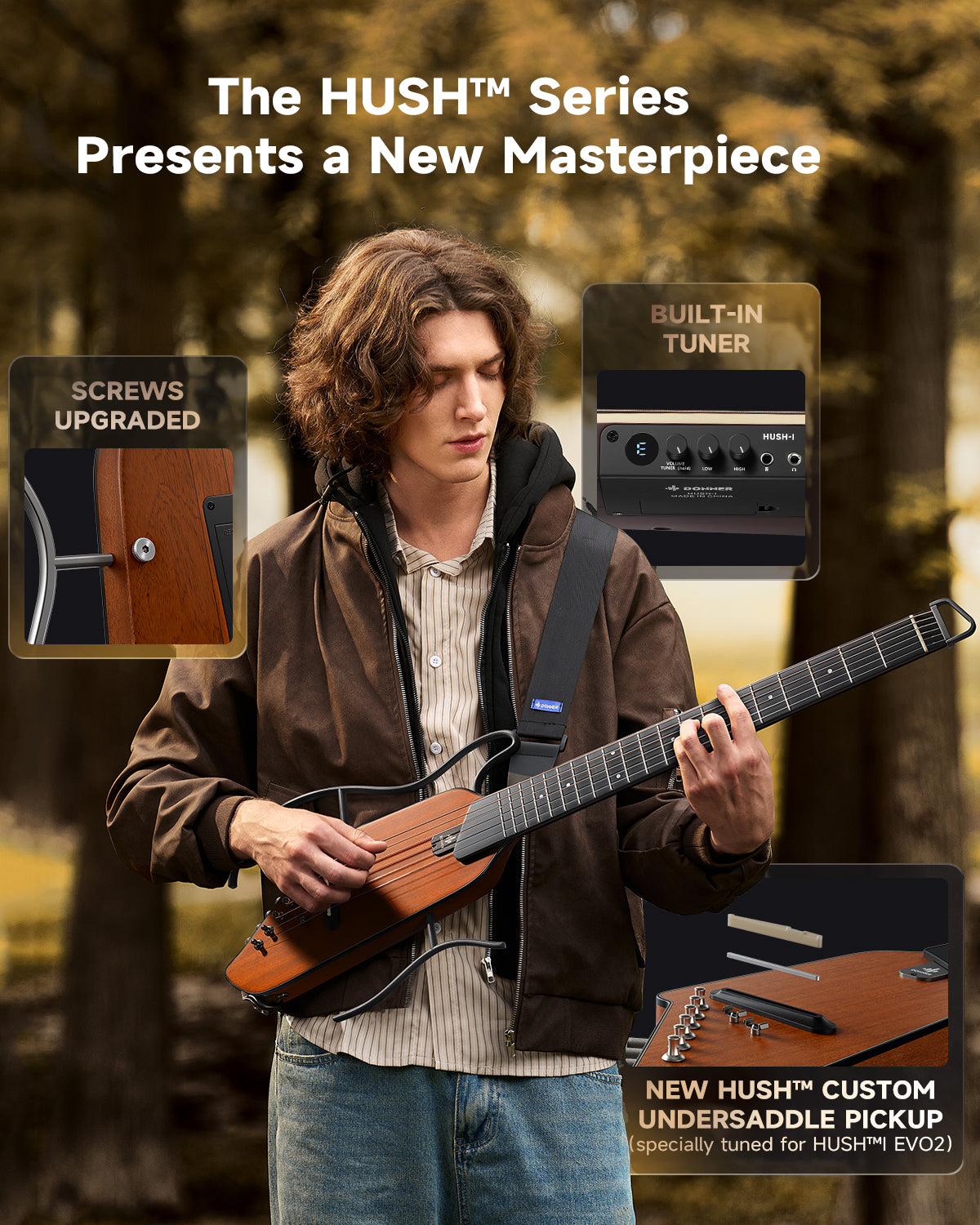 Donner HUSH I Evo2 Guitar-Natural##