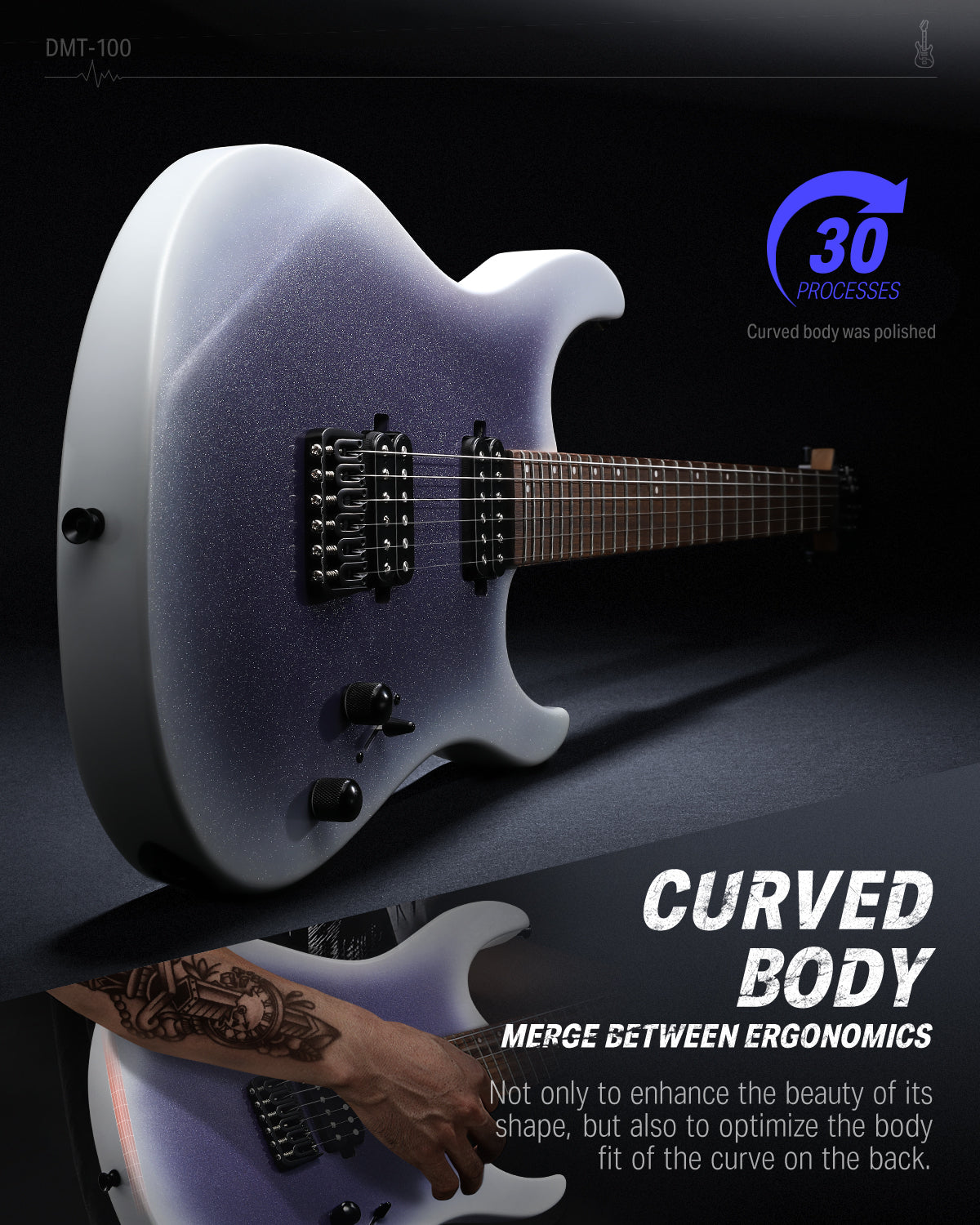 Donner DMT-100 Solid Body Electric Guitar Matte Finish 39 Inch Metal Electric Guitar Beginner Kits