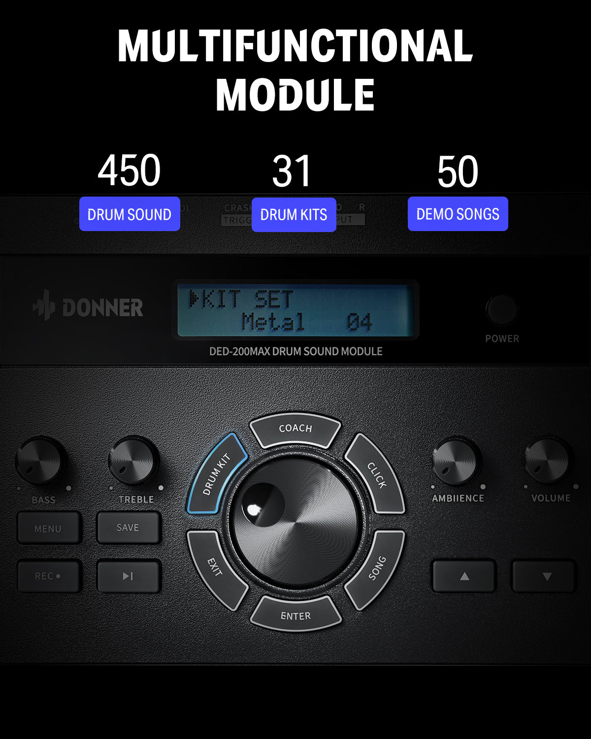 Donner DED-200 MAX Electronic Drum Set 5-Drum 3-Cymbal with Drum Throne/Headphone