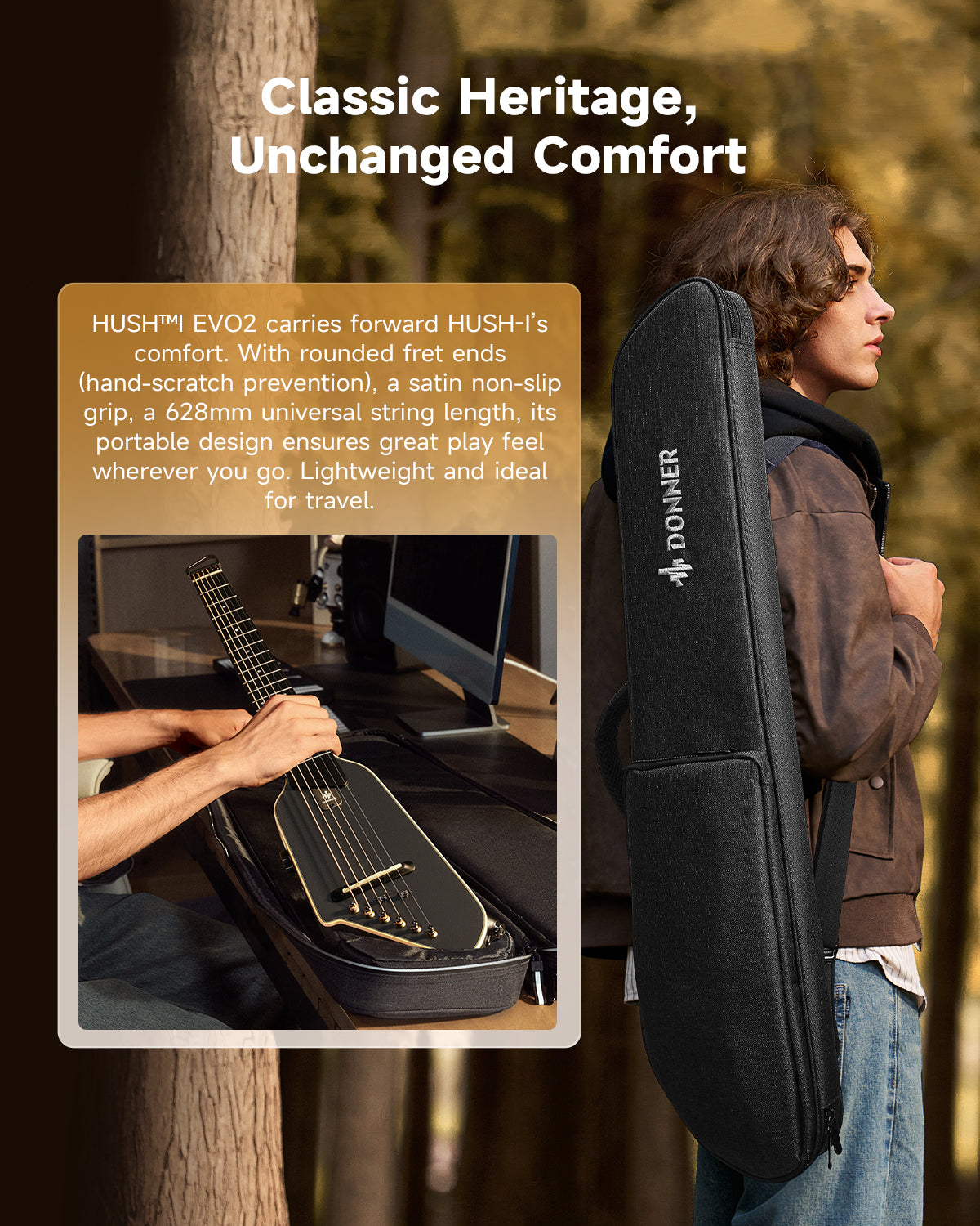 Donner HUSH I Evo2 Guitar-Balck##