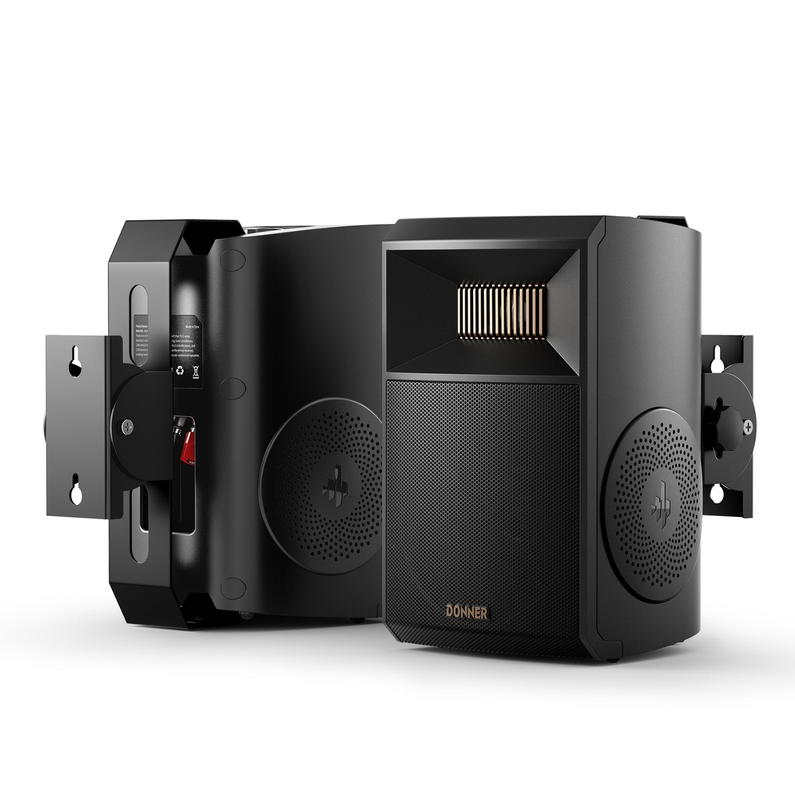 Donner Outdoor Passive Speakers (Pair) - 4.5" Waterproof Wall Mount Speakers with Powerful Bass for Garden Patio Backyard Porch, Black, M20-5