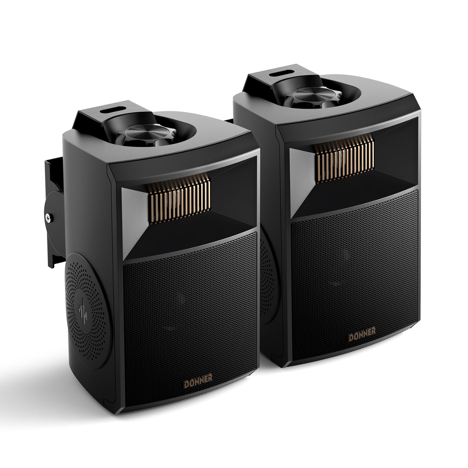 Donner Outdoor Passive Speakers (Pair) - 4.5" Waterproof Wall Mount Speakers with Powerful Bass for Garden Patio Backyard Porch, Black, M20-5