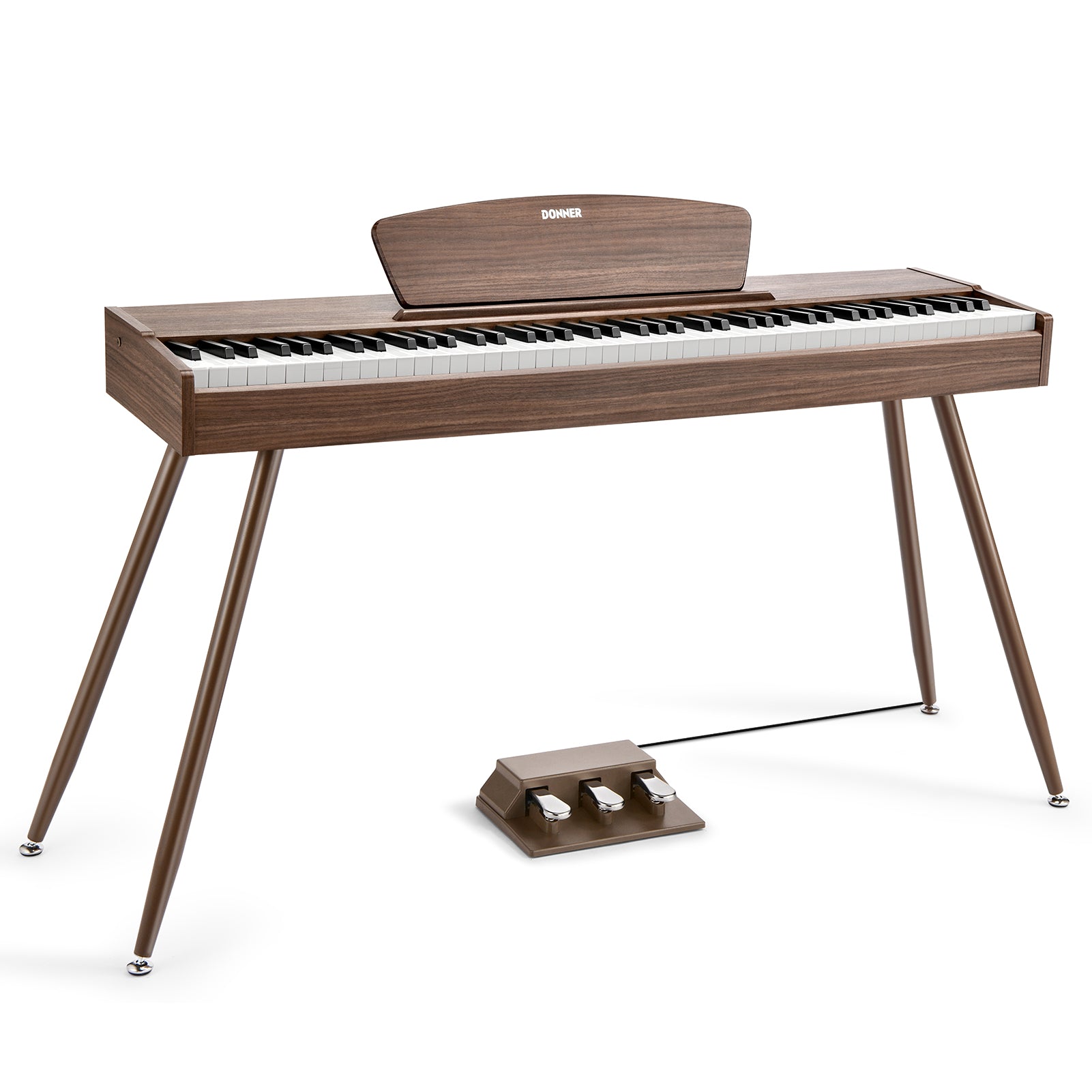 Donner DDP-80 Digital Piano 88 Key Weighted Keyboard Walnut Wood Color And Pedal