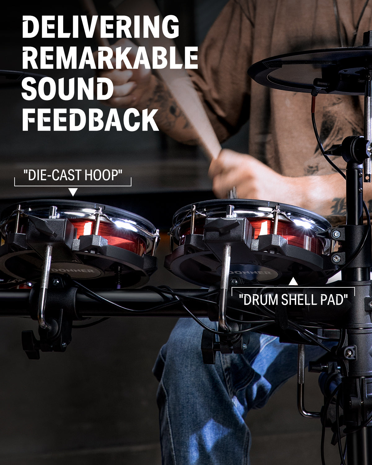 Donner DED-200 MAX Electronic Drum Set 5-Drum 3-Cymbal with Drum Throne/Headphone