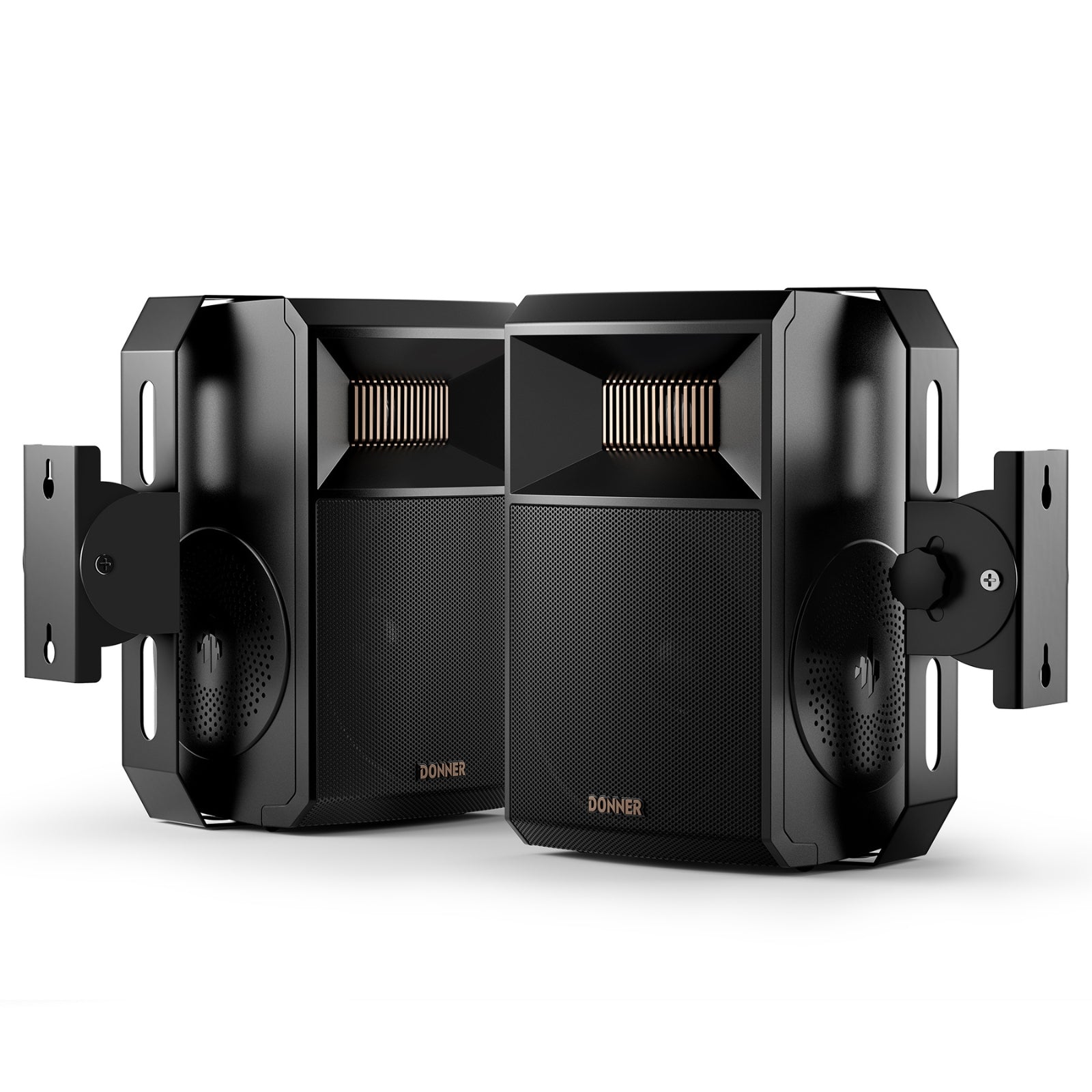 Donner Outdoor Passive Speakers (Pair) - 4.5" Waterproof Wall Mount Speakers with Powerful Bass for Garden Patio Backyard Porch, Black, M20-5