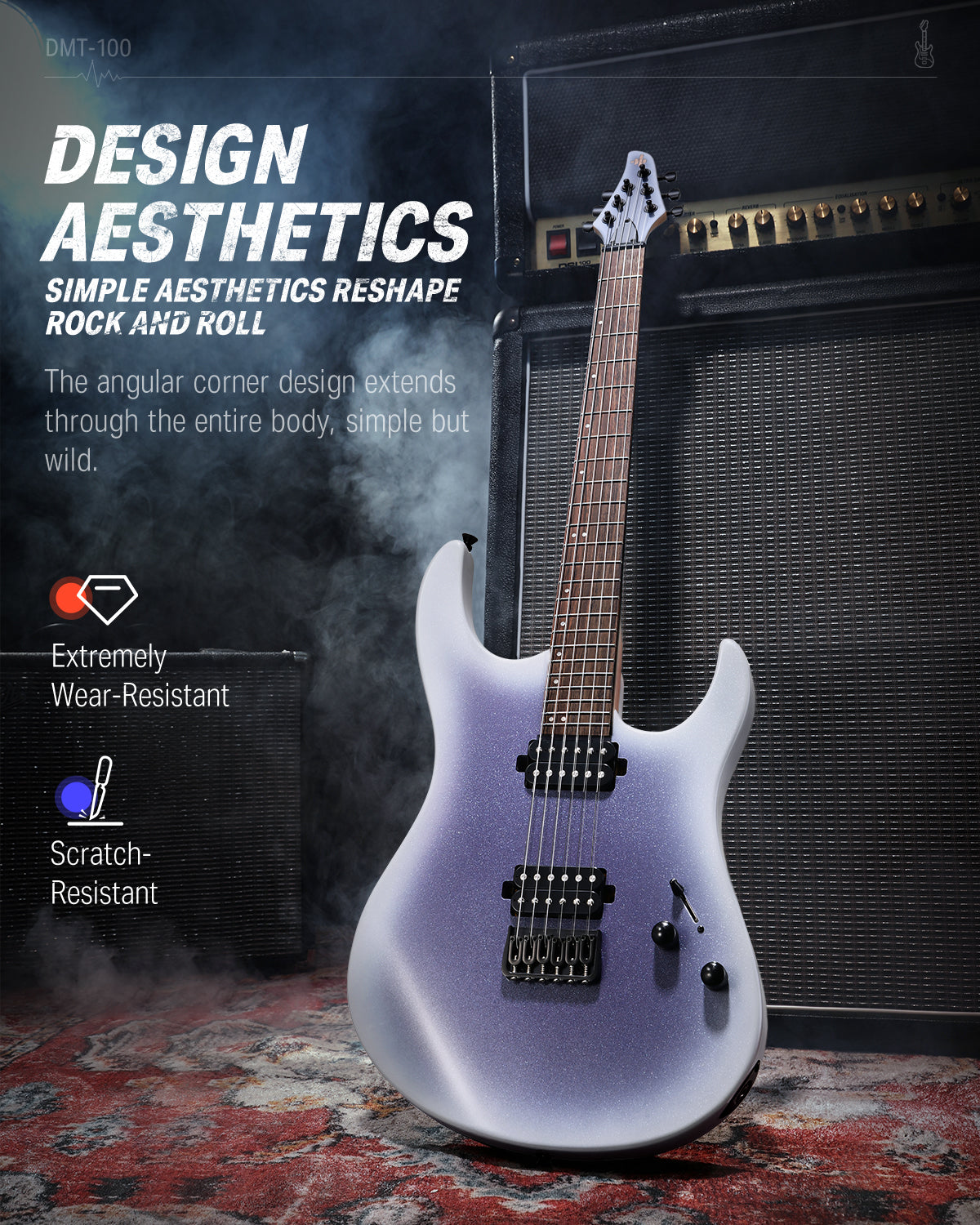 Donner DMT-100 Solid Body Electric Guitar Matte Finish 39 Inch Metal Electric Guitar Beginner Kits