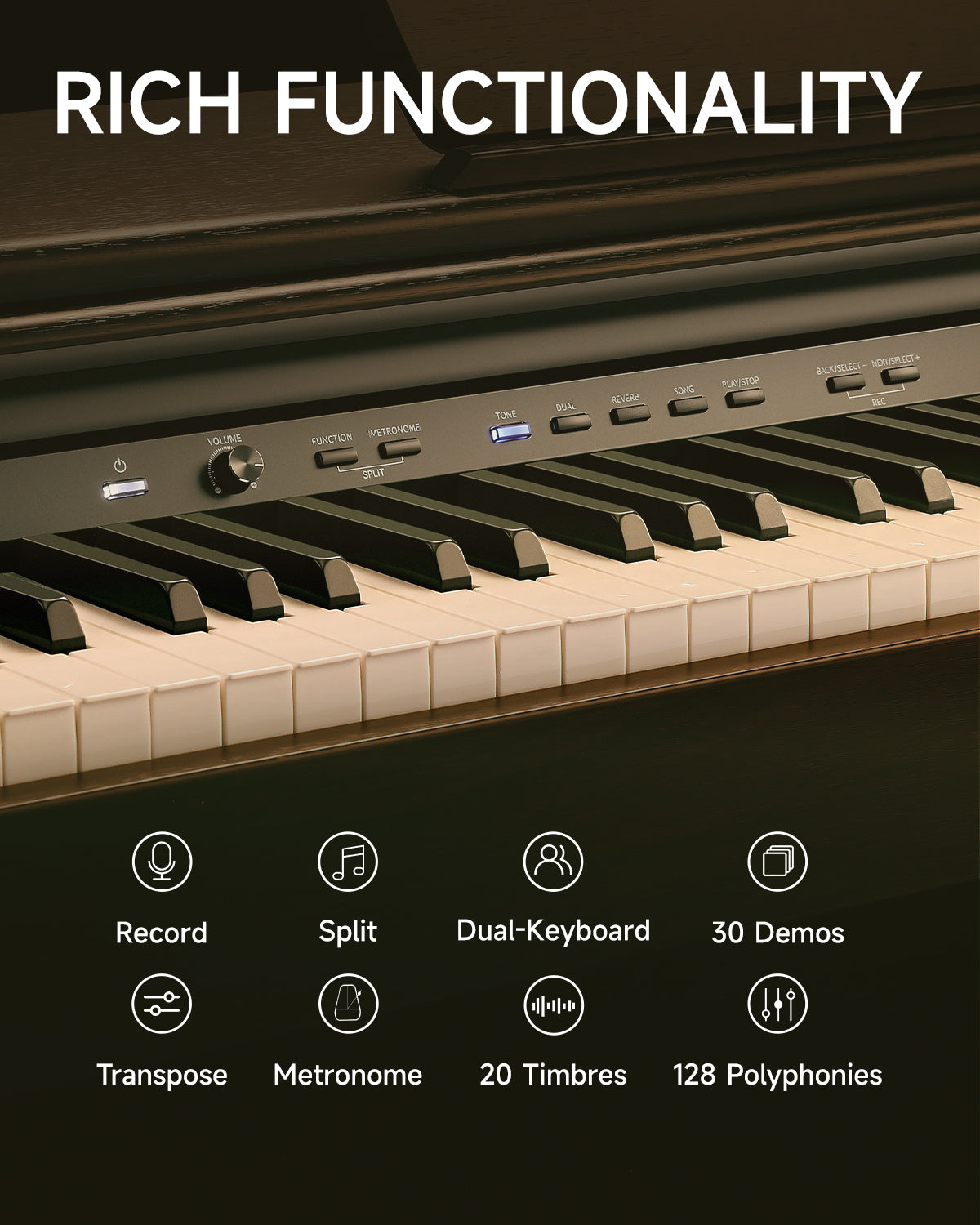 Donner DDP-300 88-Key Fully Weighted Hammer Action Digital Piano with Bluetooth