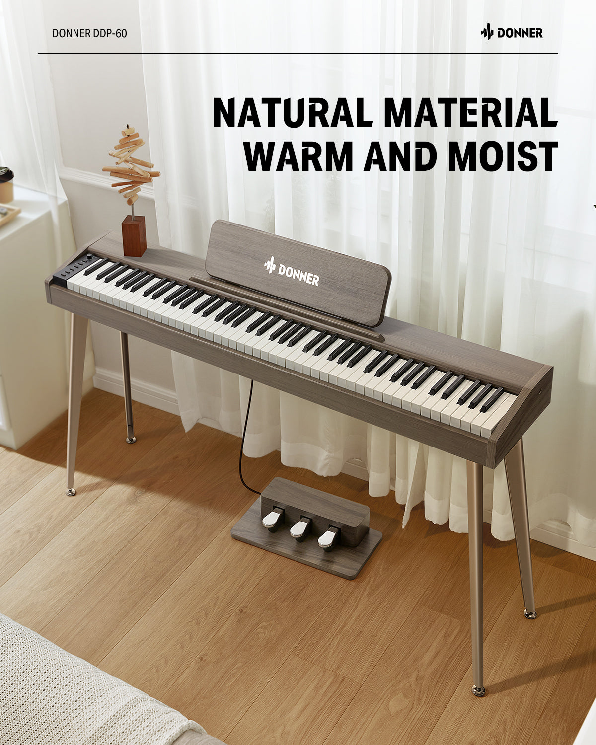 Donner DDP-60 88-Key Semi-Weighted Upright Keyboard Piano + Pedal