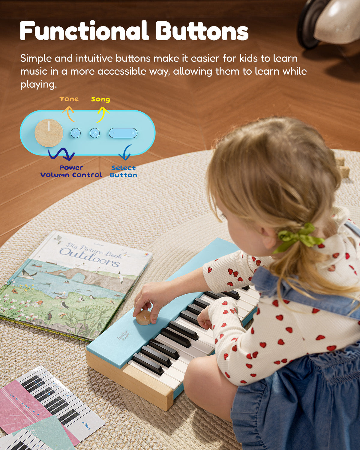 Eastar KIDO V-10 Electronic Keyboard for Children 32 Keys-Blue##