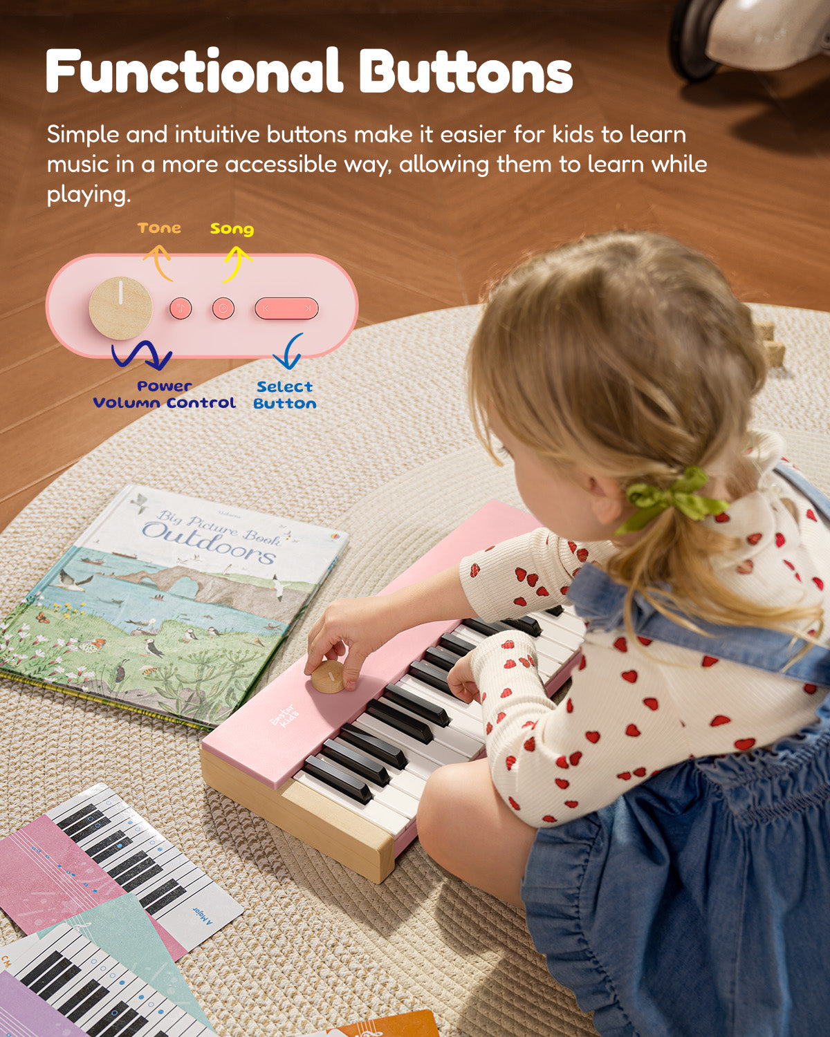 Eastar KIDO V-10 Electronic Keyboard for Children 32 Keys-Pink##