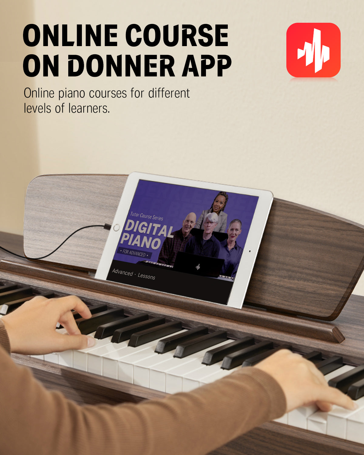 Donner DDP-80 Digital Piano 88 Key Weighted Keyboard, Walnut Wood Color + Pedal DONNER MUSIC AU