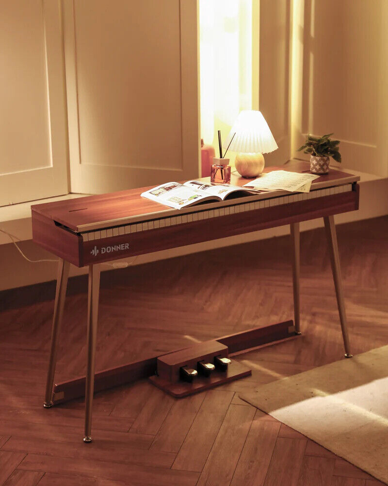 Donner DDP-80 PLUS 88 Key Weighted Wooden Upright Digital Piano with Piano Lid 3-Pedal