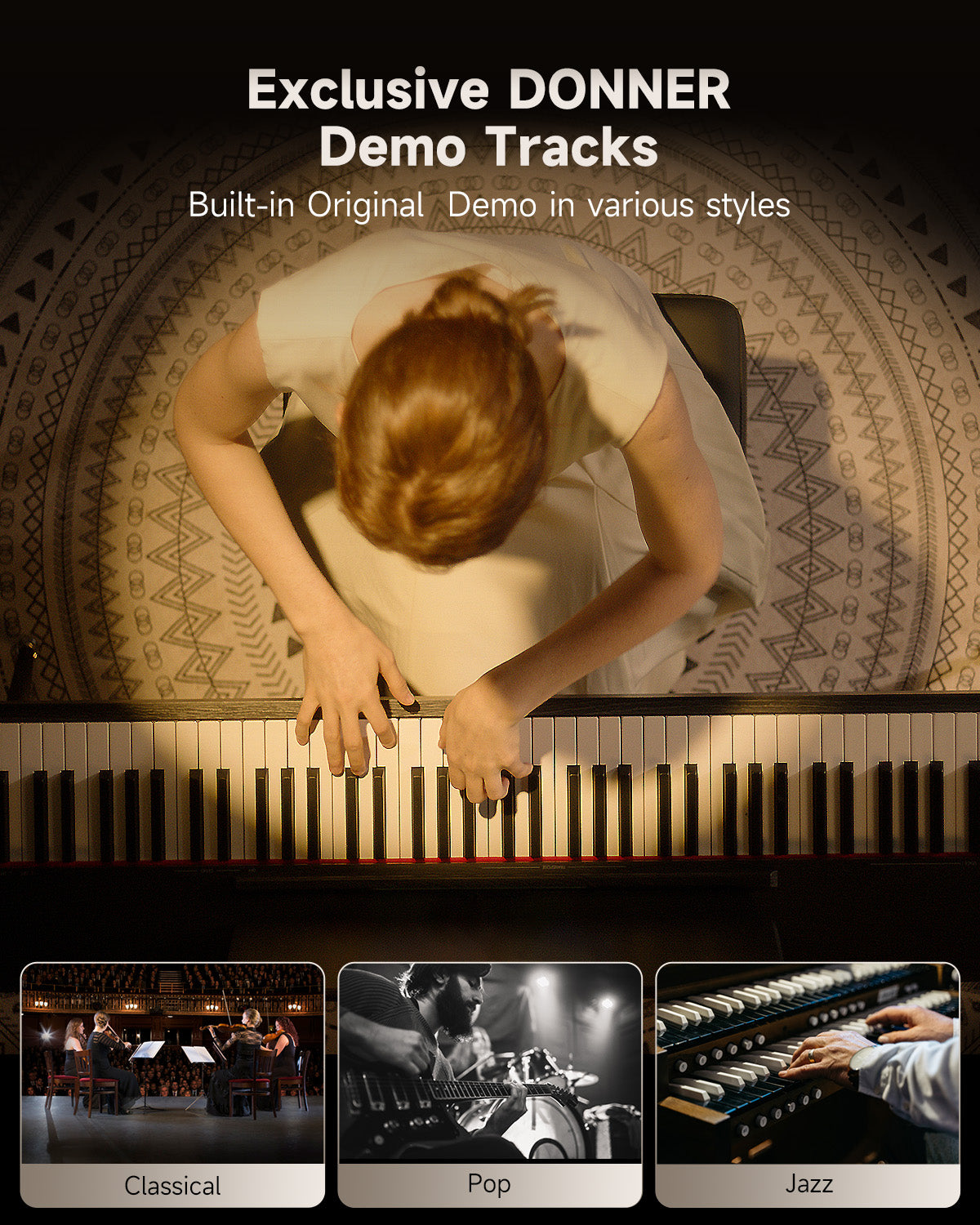 Donner Oura S100 88-key Home Digital Piano Black Oak Grain-Black##