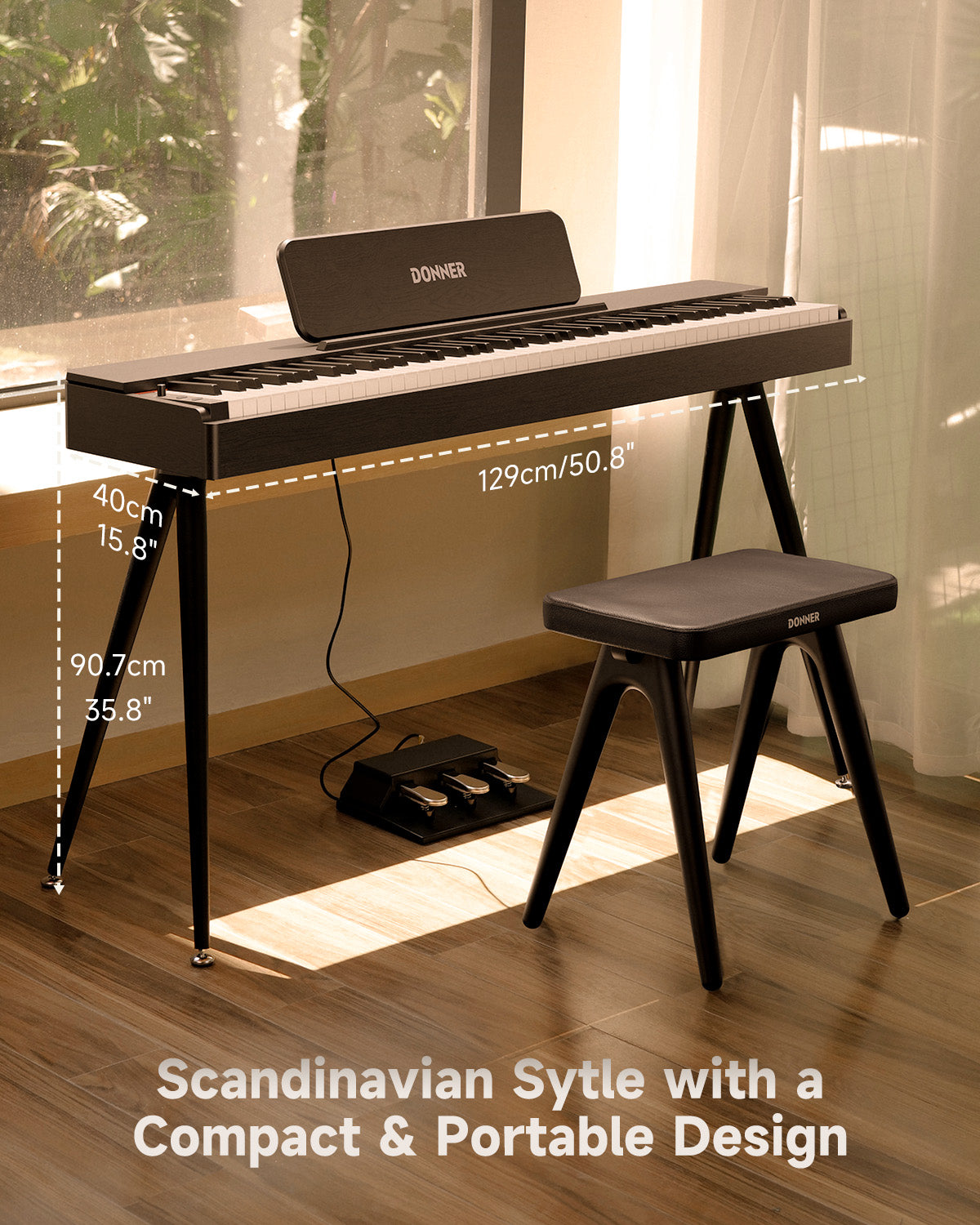 Donner Oura S100 88-key Home Digital Piano Black Oak Grain-Black##
