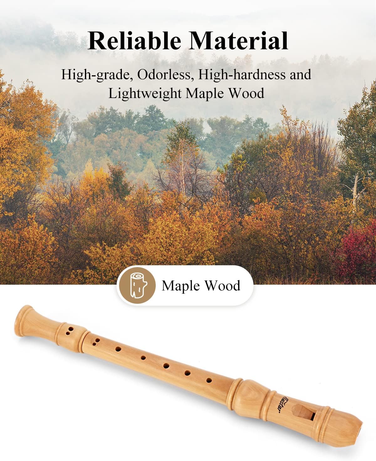 Eastar Soprano Recorder Instrument for Kids Adults Beginners, Baroque fingering C Key Maple Wooden Recorder