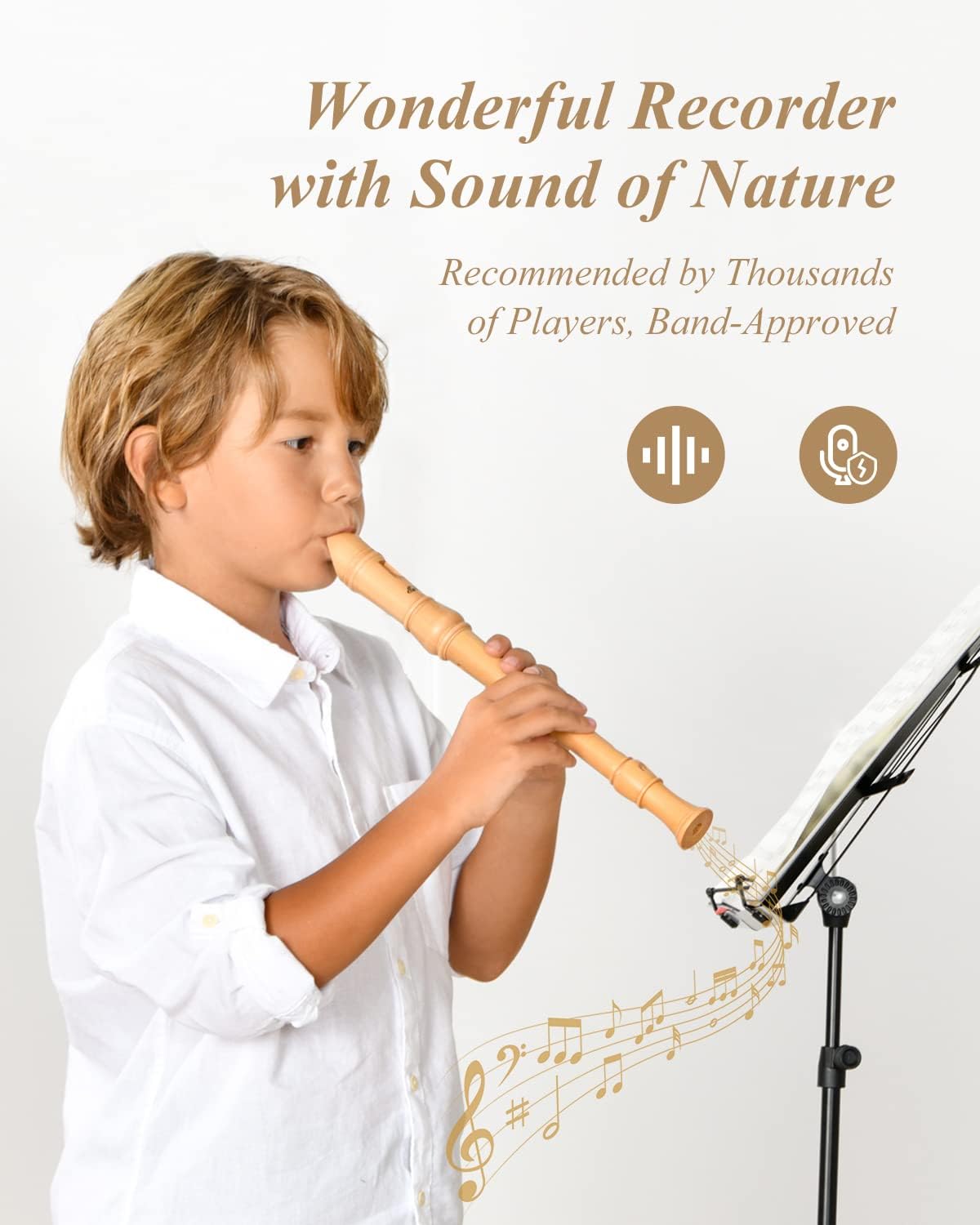 Eastar Soprano Recorder Instrument for Kids Adults Beginners, Baroque fingering C Key Maple Wooden Recorder
