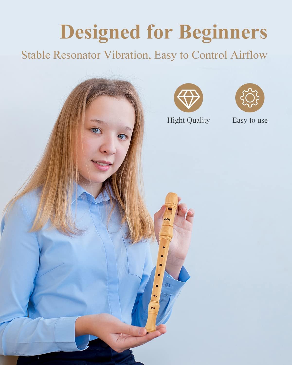 Eastar Soprano Recorder Instrument for Kids Adults Beginners, German fingering C Key Maple Wooden Recorder