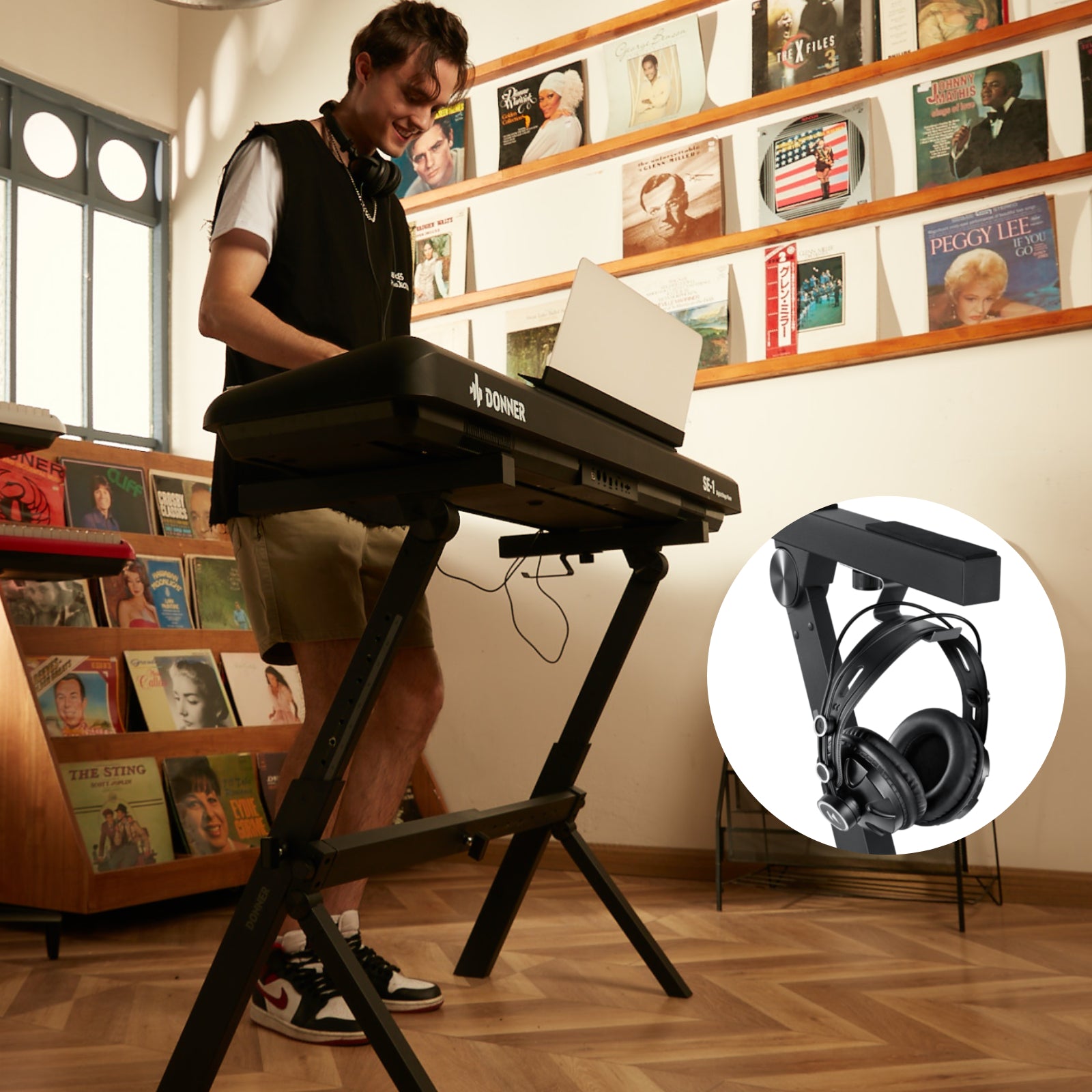 Donner DKS-100 Z-style Folding Portable Piano Keyboard Stand, Adjustable and Collapsible