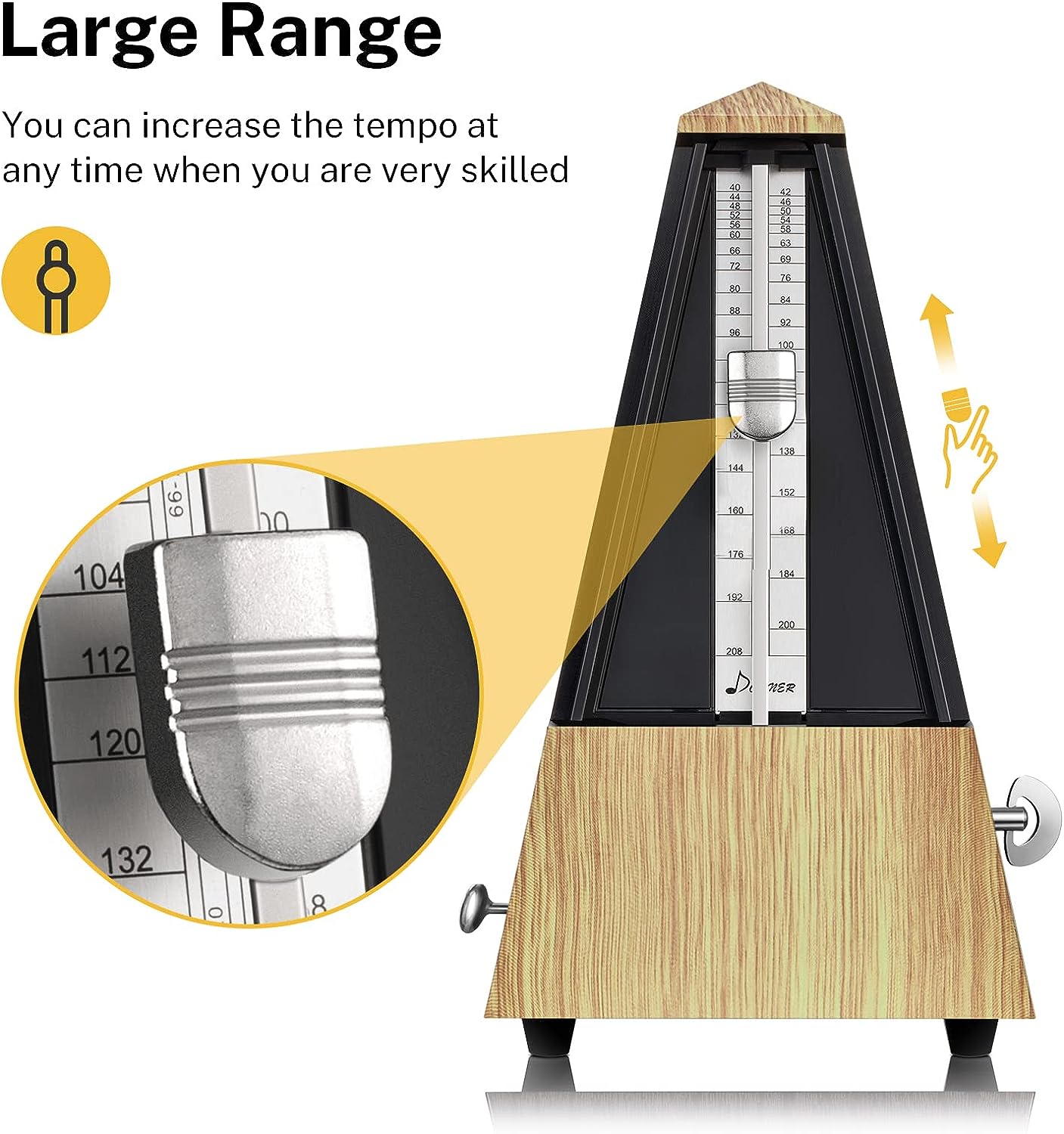 Donner Mechanical Metronome DPM-1 for Piano Guitar Drum Violin Saxophone Musician, Track Beat and Tempo, Loud Sound, Steel Movement