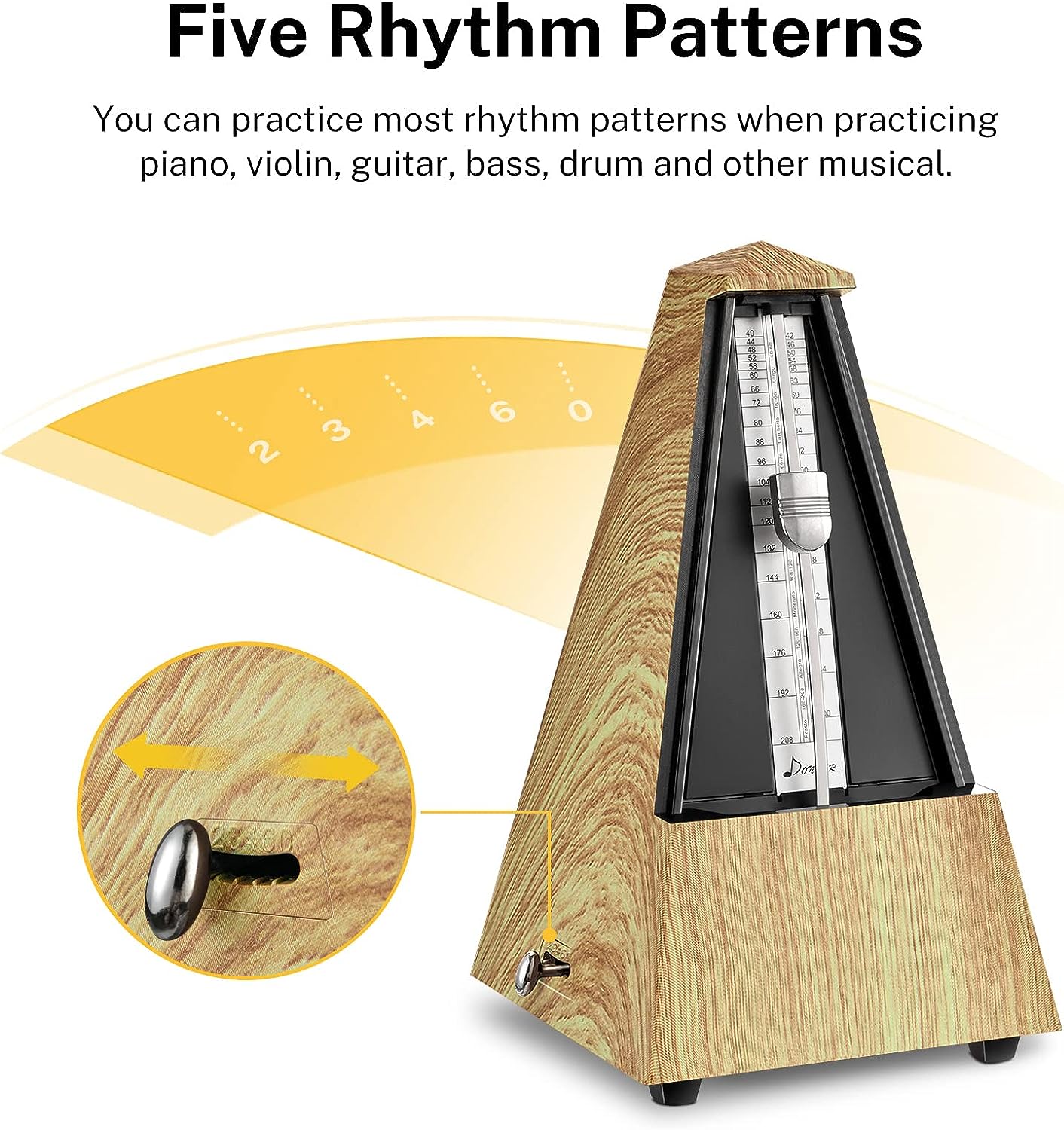 Donner Mechanical Metronome DPM-1 for Piano Guitar Drum Violin Saxophone Musician, Track Beat and Tempo, Loud Sound, Steel Movement