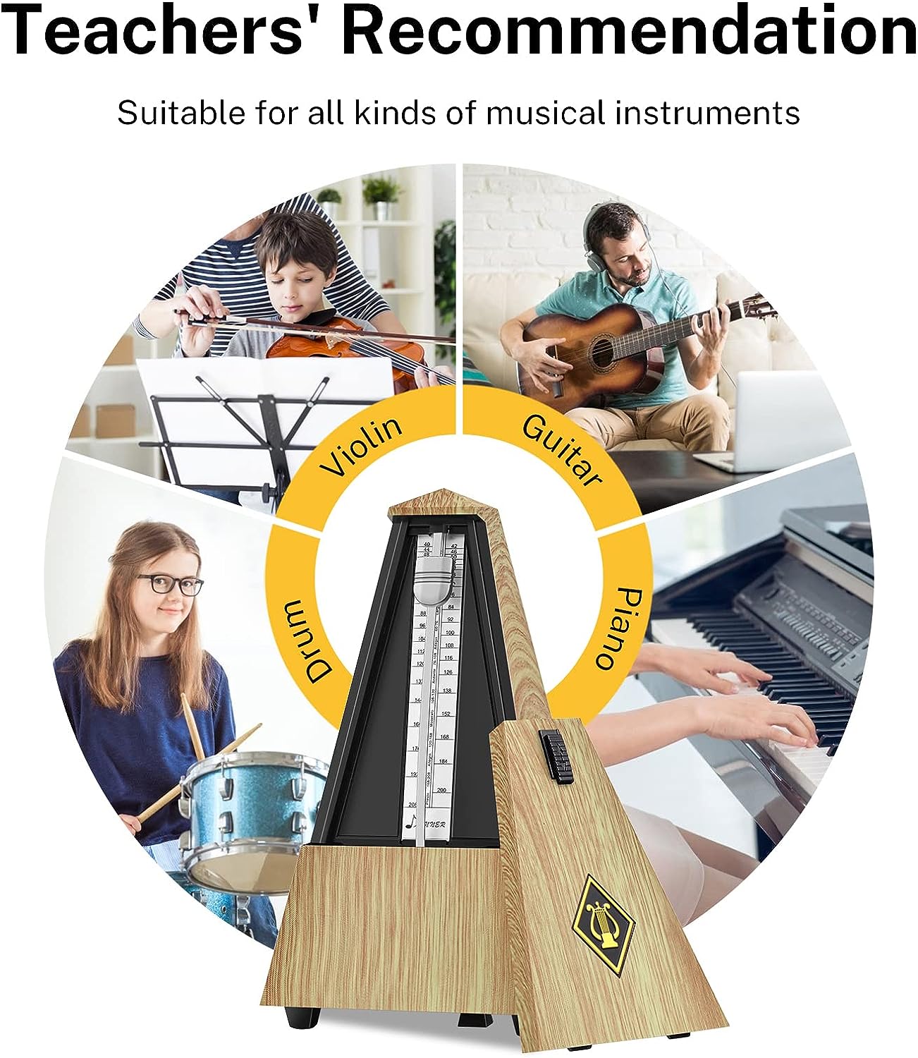 Donner Mechanical Metronome DPM-1 for Piano Guitar Drum Violin Saxophone Musician, Track Beat and Tempo, Loud Sound, Steel Movement