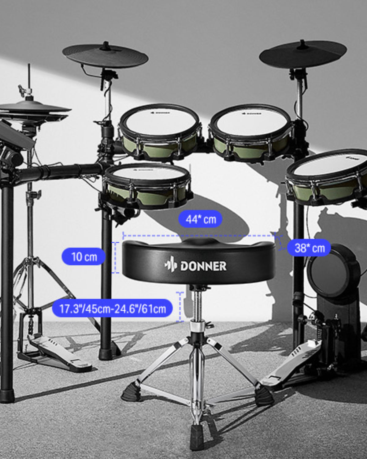 Donner Adjustable Drum Throne Motorcycle Seat Style