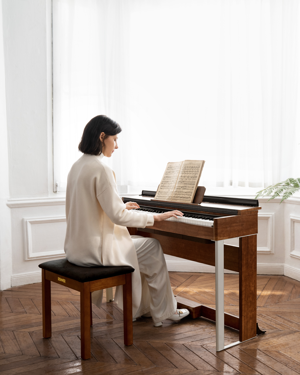 Donner DDP-200 Wooden Dynamic Hammer Action 88 Key Weighted Upright Digital Piano-Original##