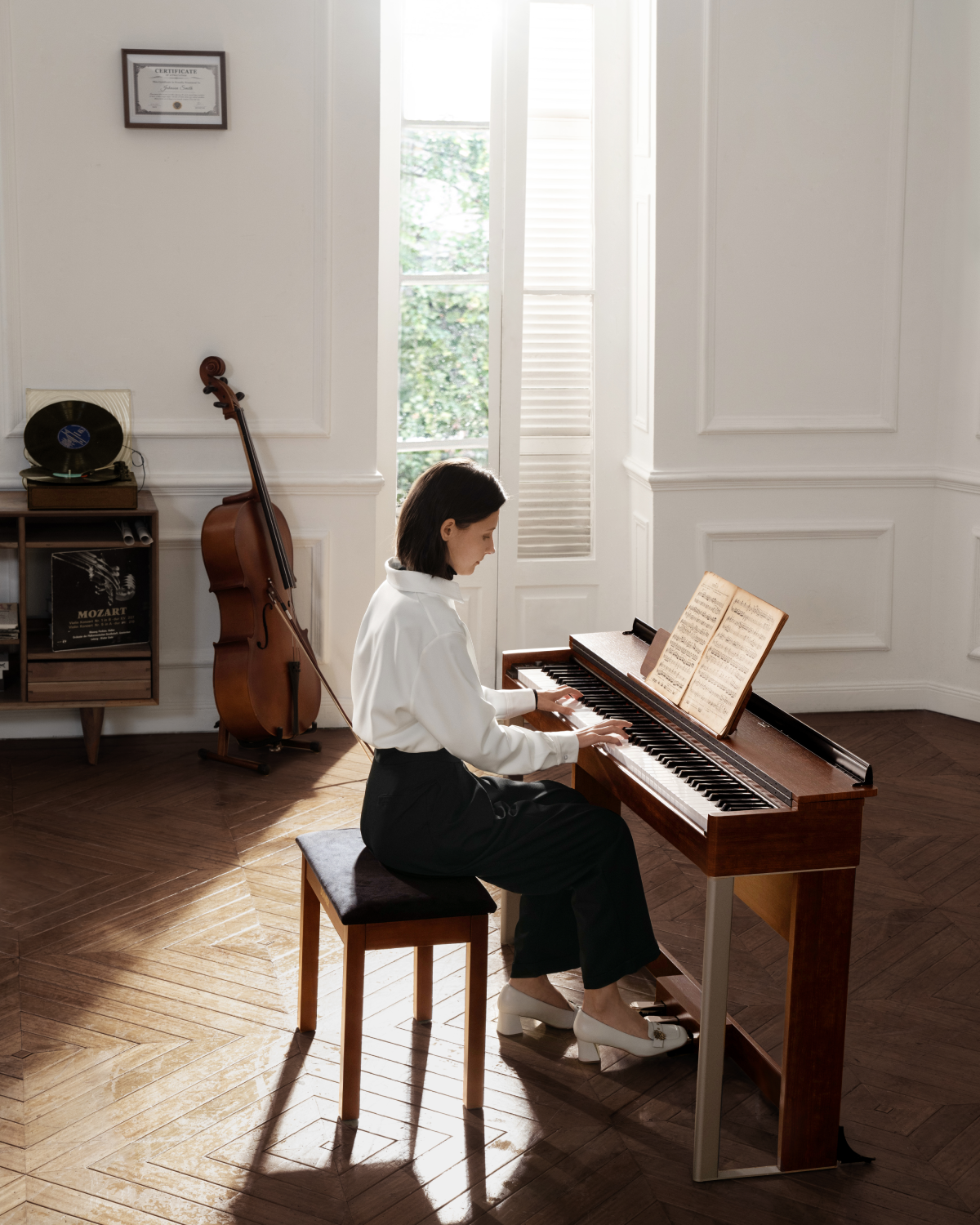 Donner DDP-200 Wooden Dynamic Hammer Action 88 Key Weighted Upright Digital Piano-Original##