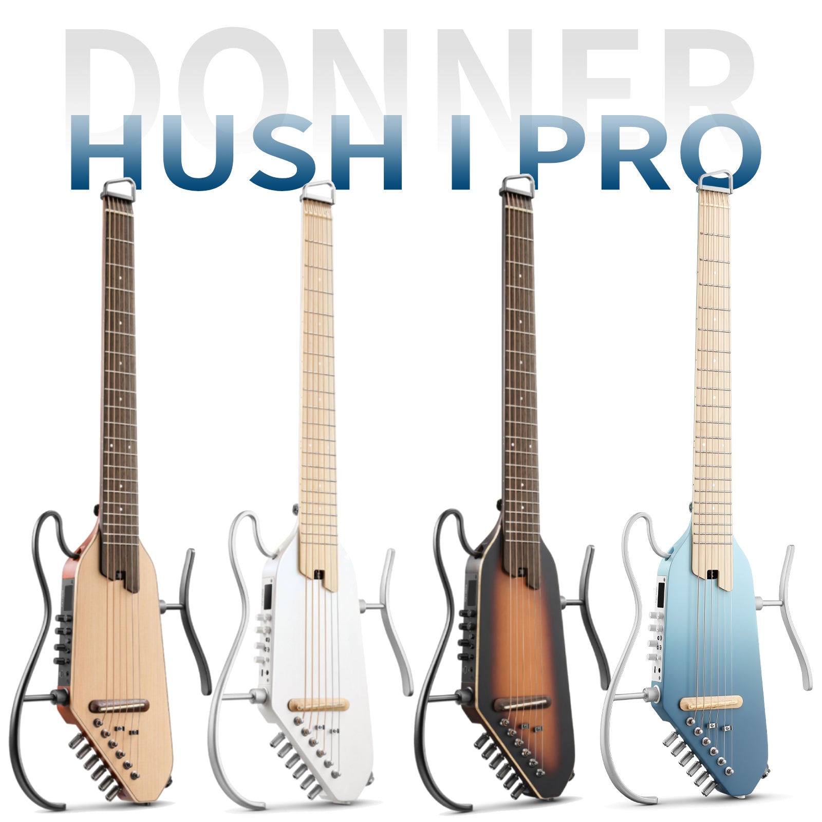 HUSH-I PRO Travel Guitar / Acoustic-Electric Kit with Effects – Donner