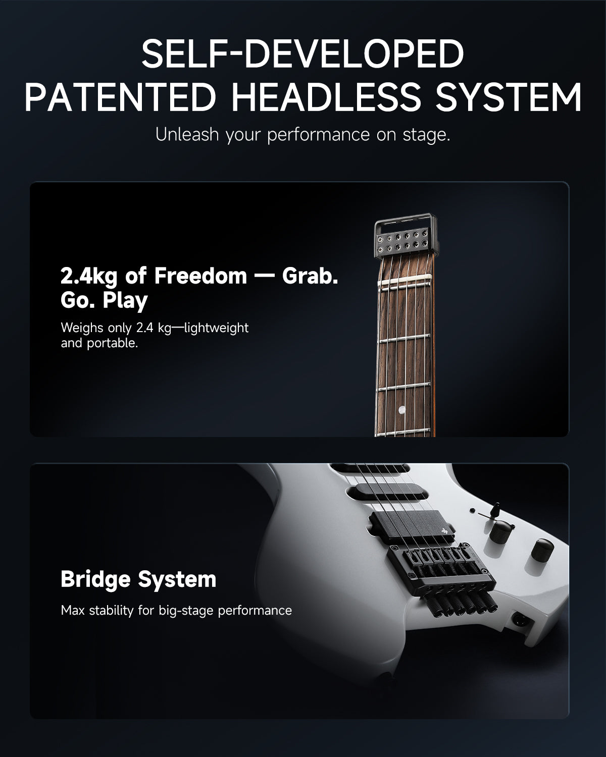 Donner NHL-500 Headless Electric Guitar -White##