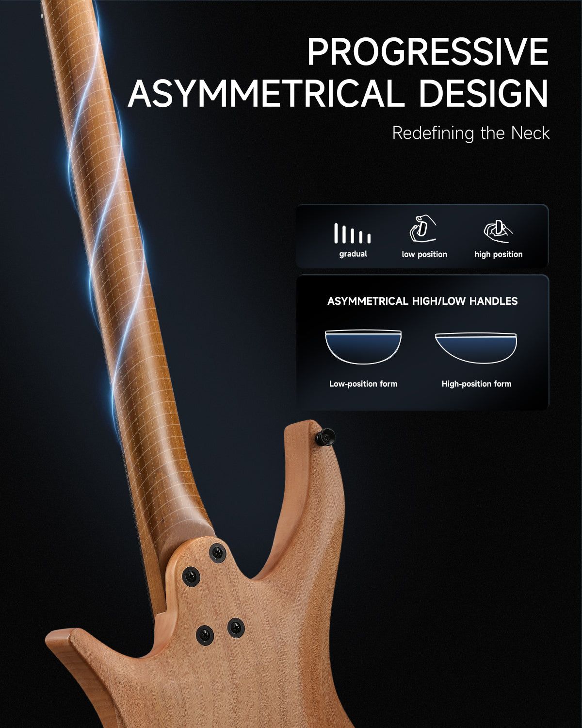 Donner NHL-500 Headless Electric Guitar -Natural##