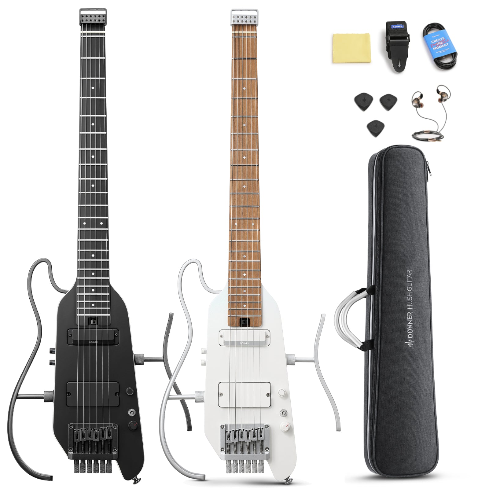 HUSH X PRO Silent Headless Electric Guitar with Amp Mode– Donner