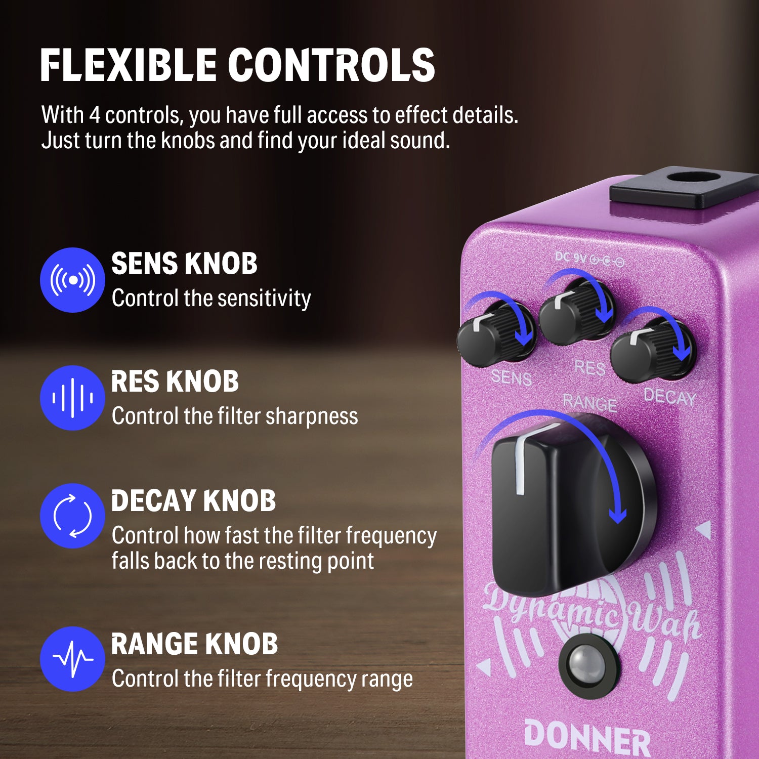 Donner Dynamic Wah-Wah Pedal Filter Effect - donner music Australia