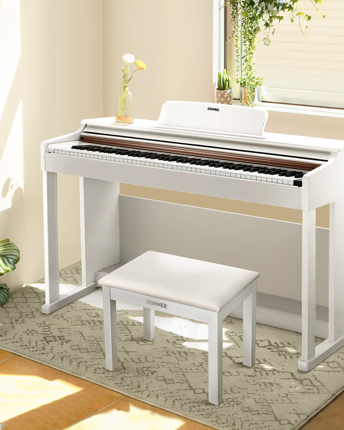 Donner DKB-10 Piano Bench White + DDP-100 PIANO donner Australia music