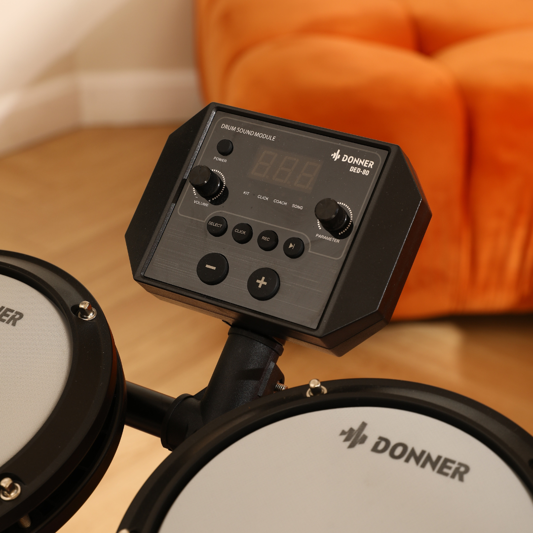 Donner DED-80 Best Electronic Drum Kit For Beginners with Headphones/Drum Throne-Black##