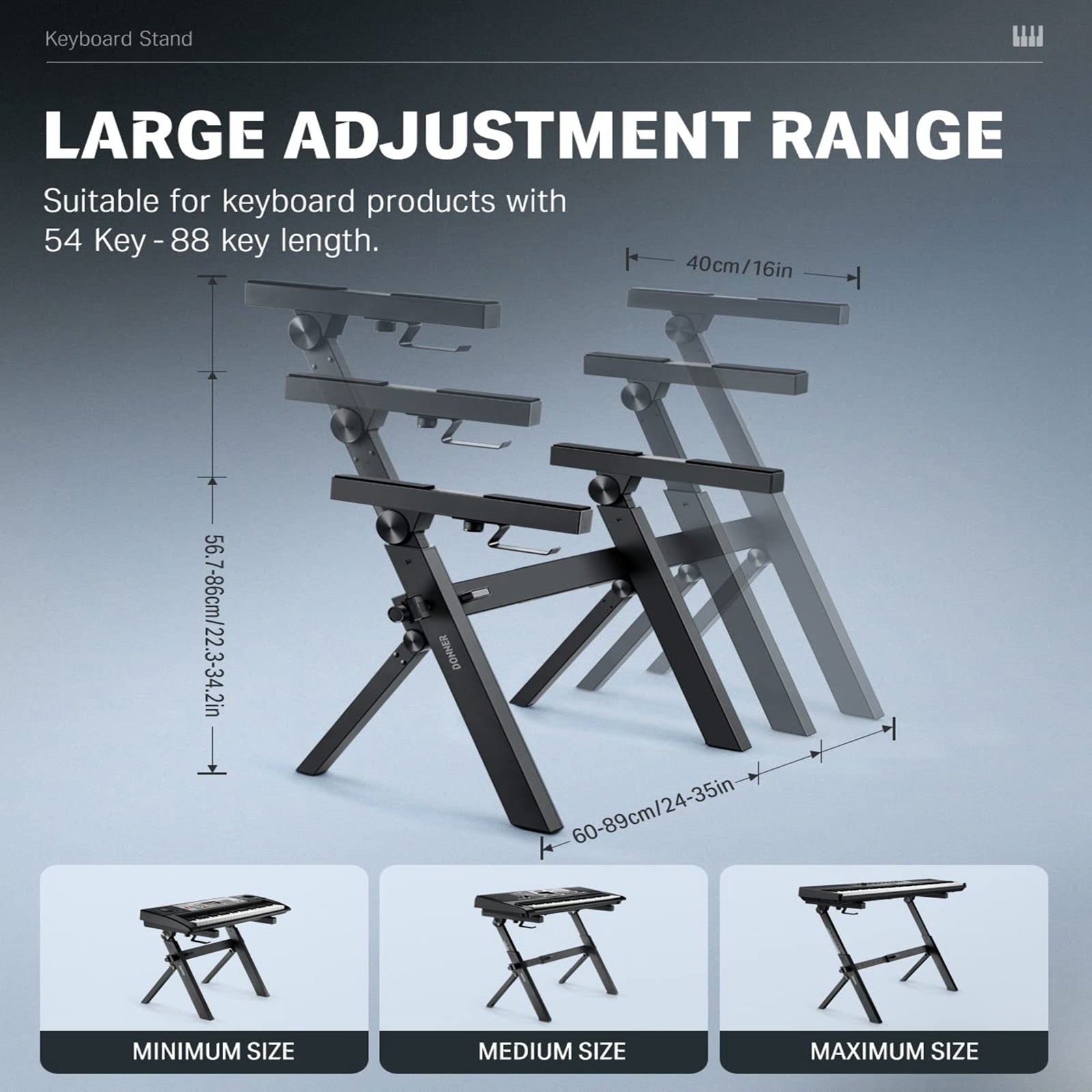 Donner DKS-100 Z-style Folding Portable Piano Keyboard Stand, Adjustable and Collapsible