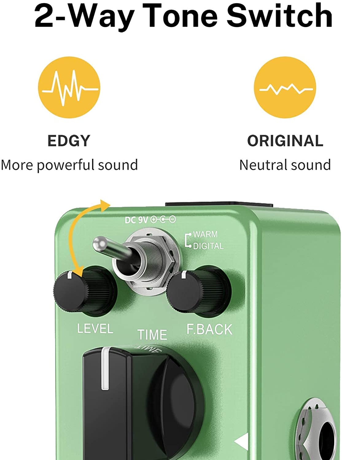 Donner Wave Delay Guitar Effect Pedal 2 Modes Digital and Analog-Style Warm Delay True Bypass