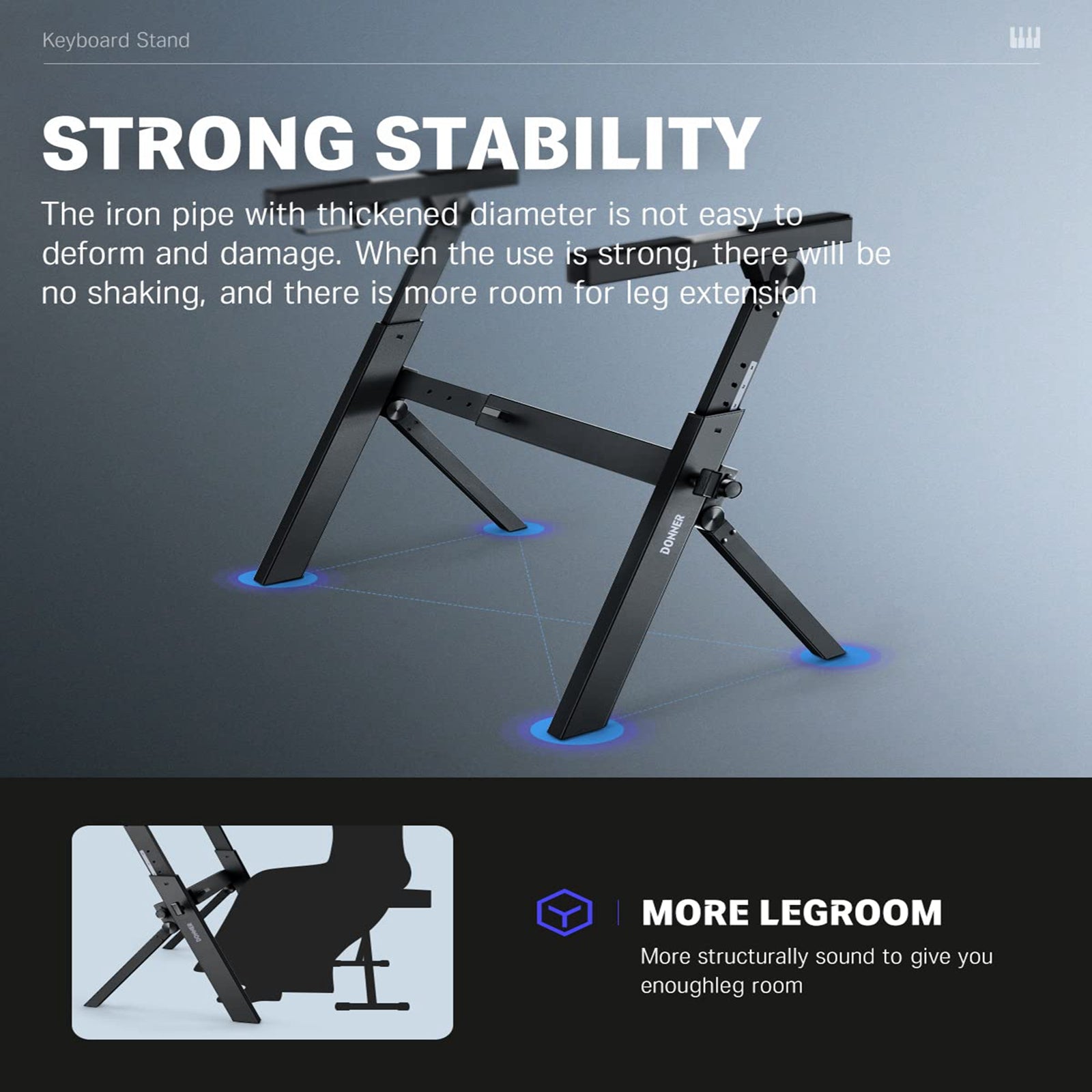 Donner DKS-100 Z-style Folding Portable Piano Keyboard Stand, Adjustable and Collapsible
