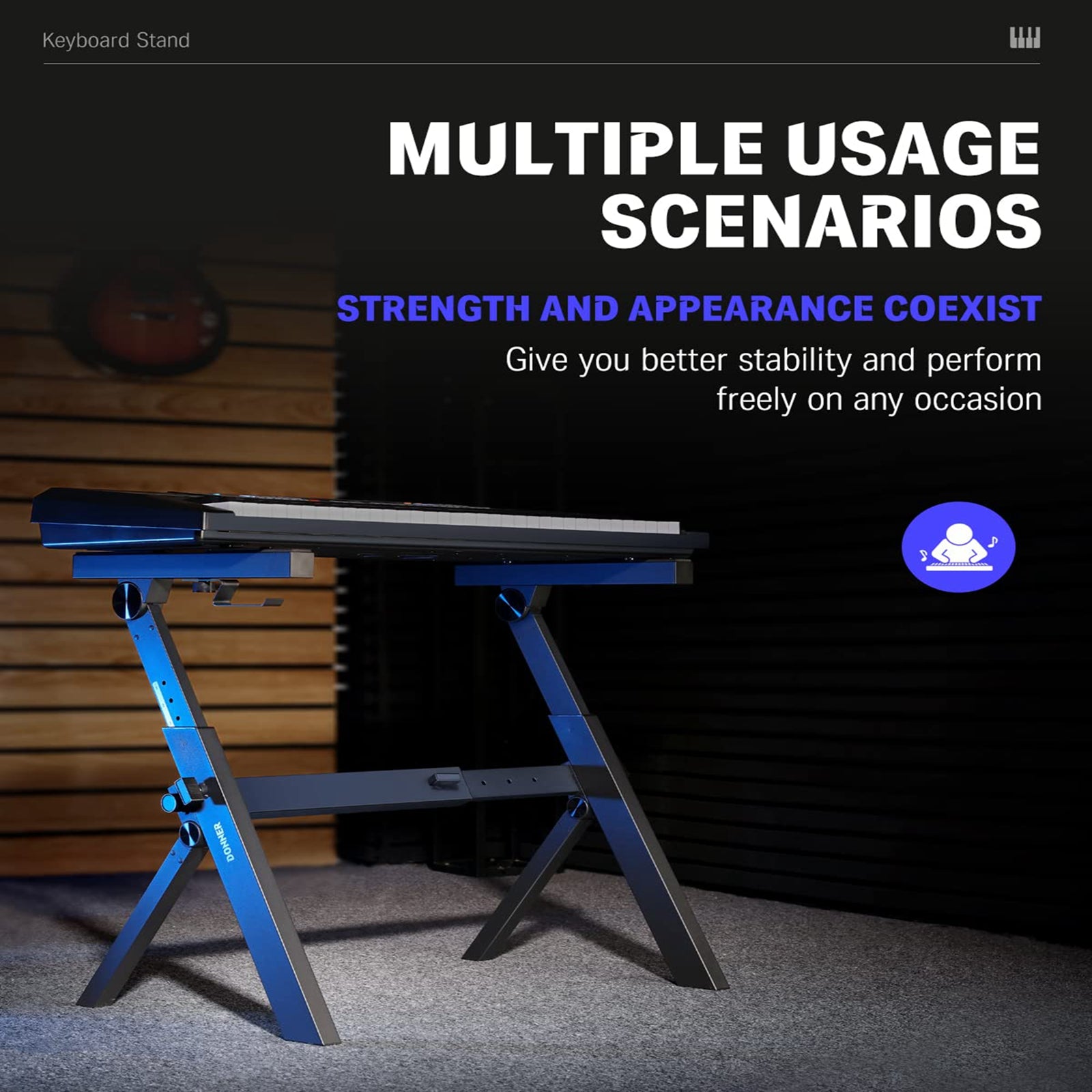 Donner DKS-100 Z-style Folding Portable Piano Keyboard Stand, Adjustable and Collapsible