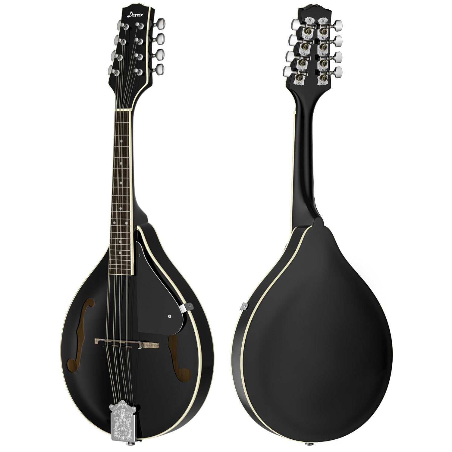 Donner DML-100B A Style Mandolin Instrument Sunburst Mahogany With Tuner String Big Bag and Guitar Picks, Black - Donner music-AU