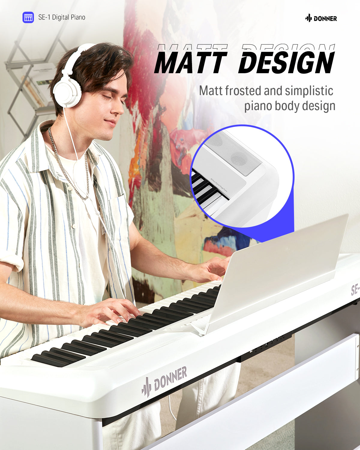 Donner SE-1 88 Key Full Weighted Digital Piano Portable Professional Arranger Keyboard with Stand