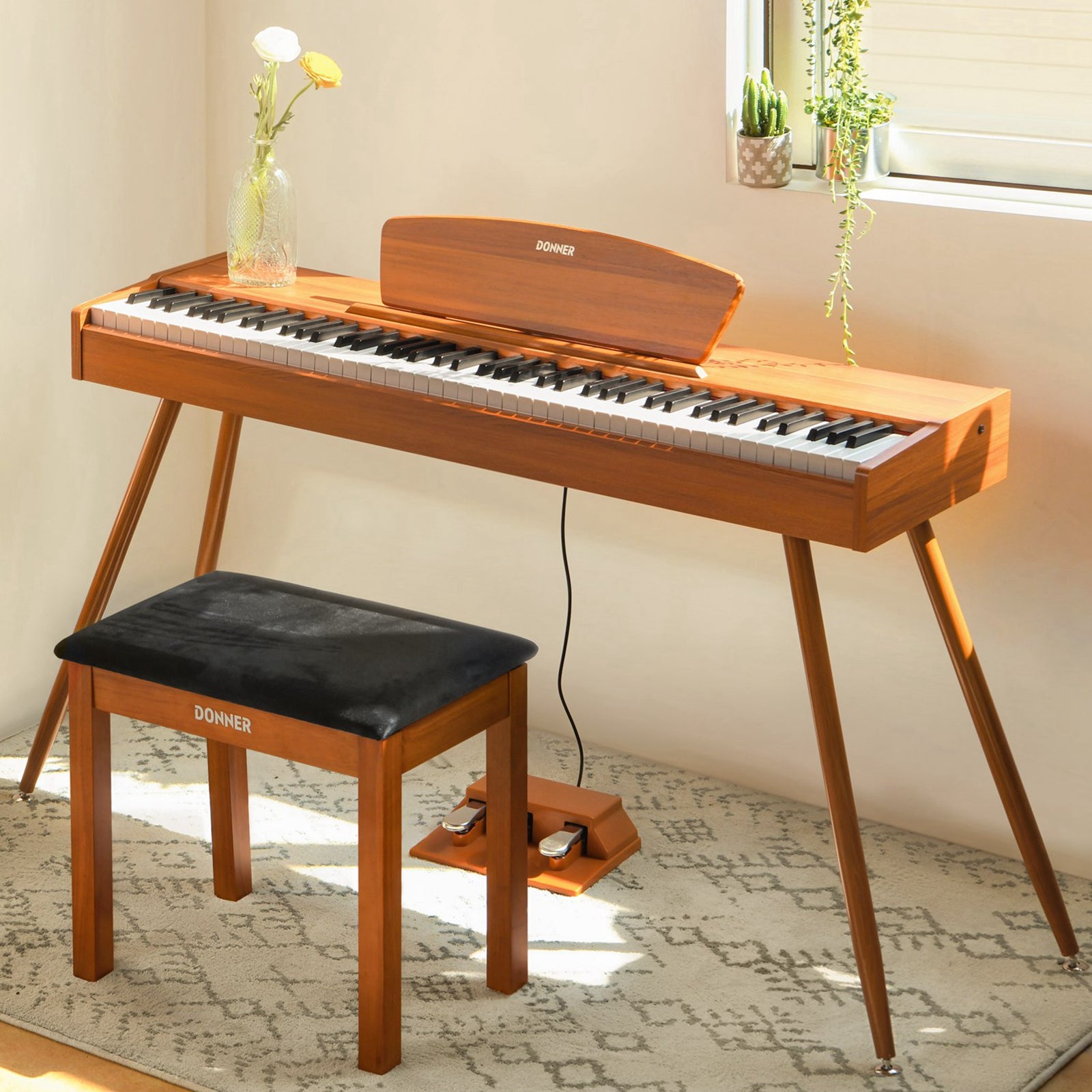 Products Donner DDP-80 88 Key Fully Weighted Compact Digital Piano Wooden Style + Pedal